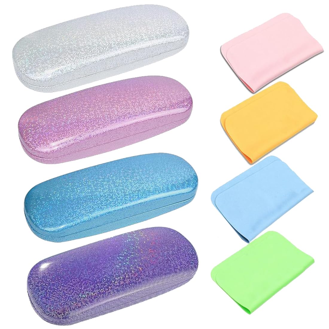 Lebenistgut Fundas De Gafas Rigida Para Mujer, Estuche Para Anteojos De Carcasa Dura Brillante, Estuche Para Gafas Para La Mayoría de Las Gafas y Gafas de Sol, Adecuado Para Niños y Mujeres,4 Piezas