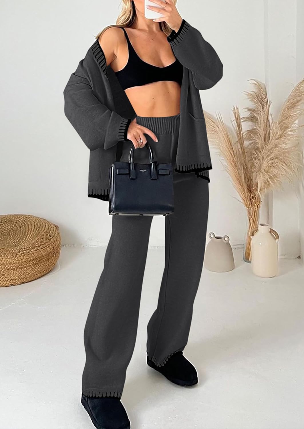 PRETTYGARDEN Lounge Sets for Women Fall 2026 Loungewear 2 Piece Outfits Cardigan Sweaters Track Suit Matching Winter Clothing - Image 3