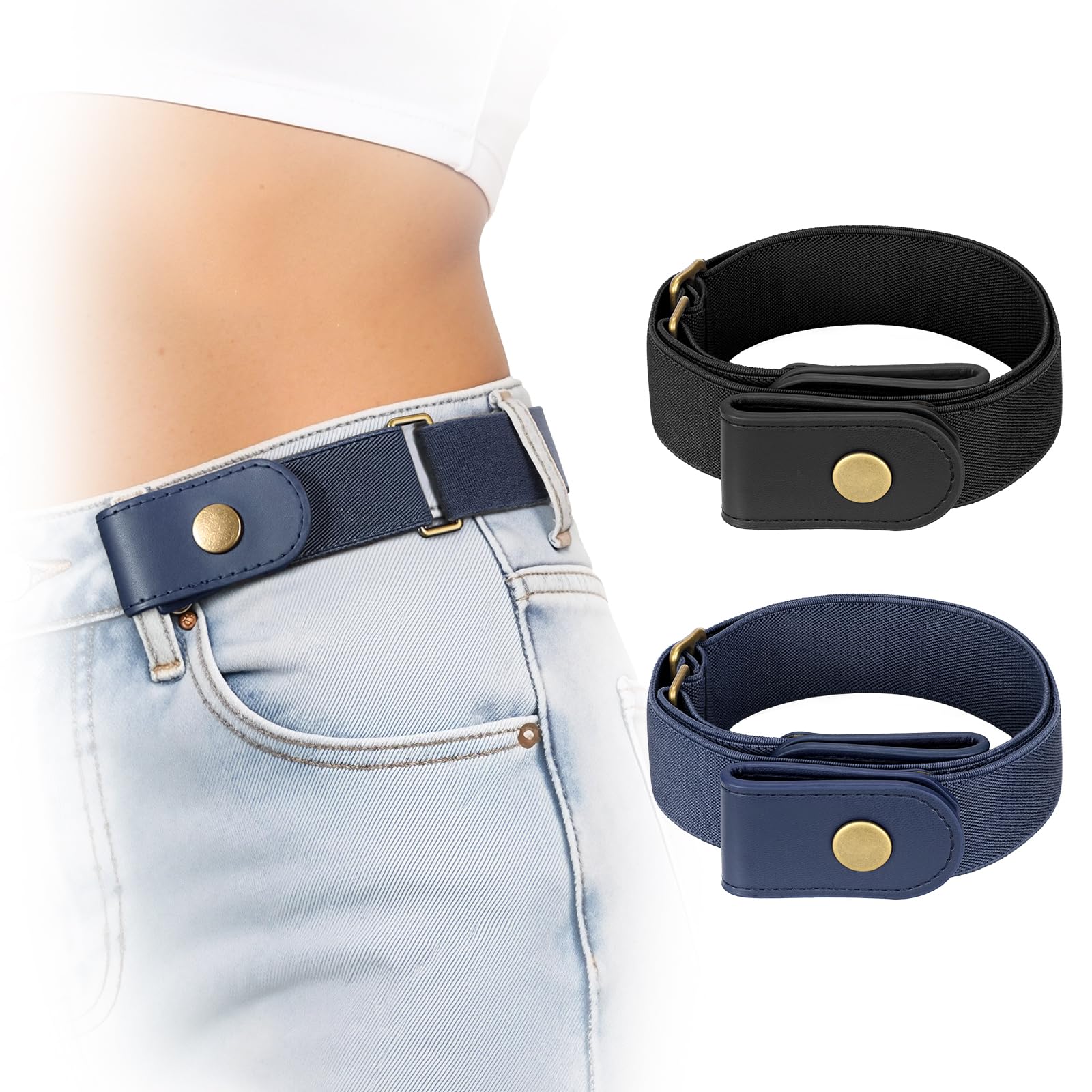 Buckle-free Elastic Women Belt for Jeans without Buckle, SANSTHS Comfortable Invisible Belt No Bulge No Hassle-image-38