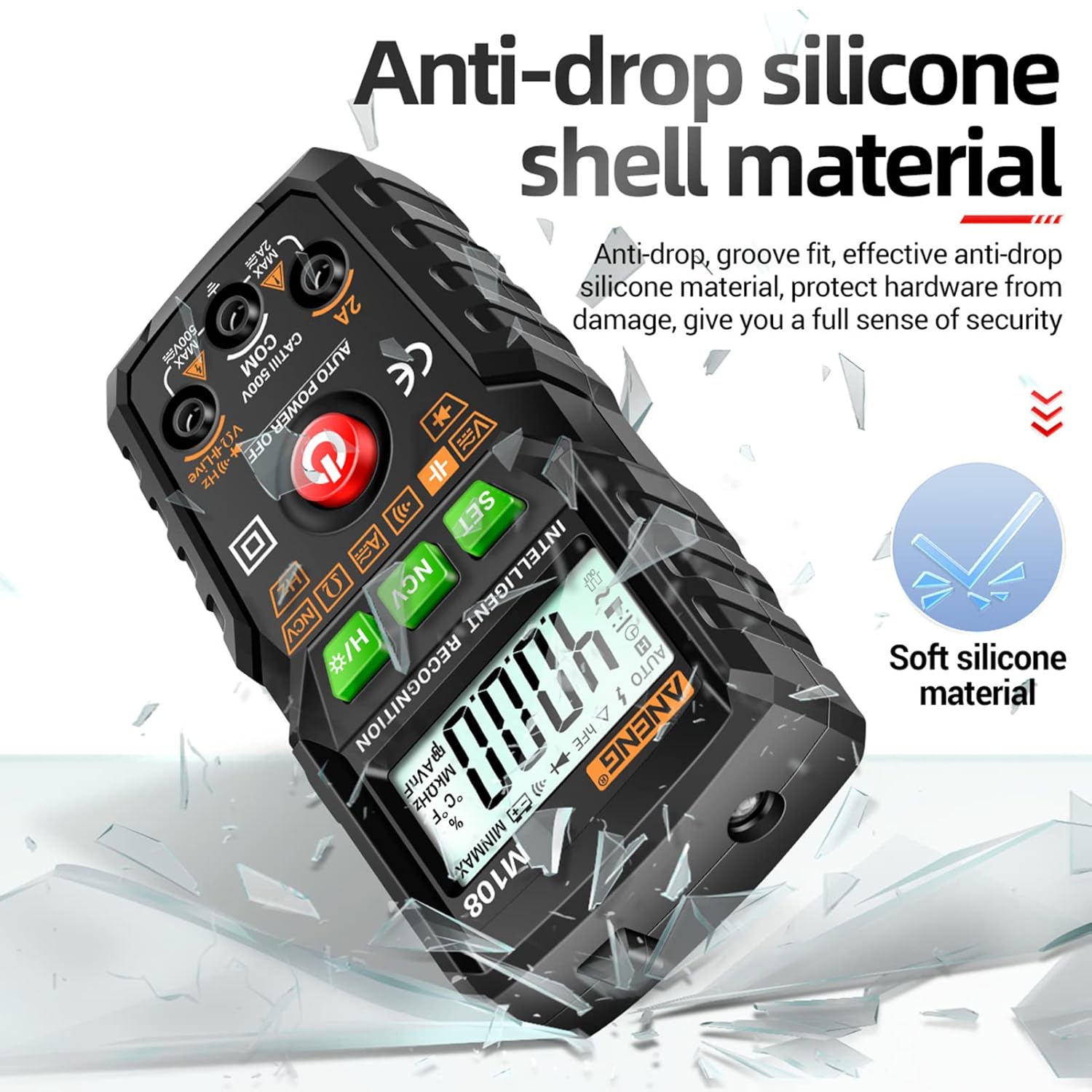 ADBEN M108 Multimeter with anti-drop silicone shell