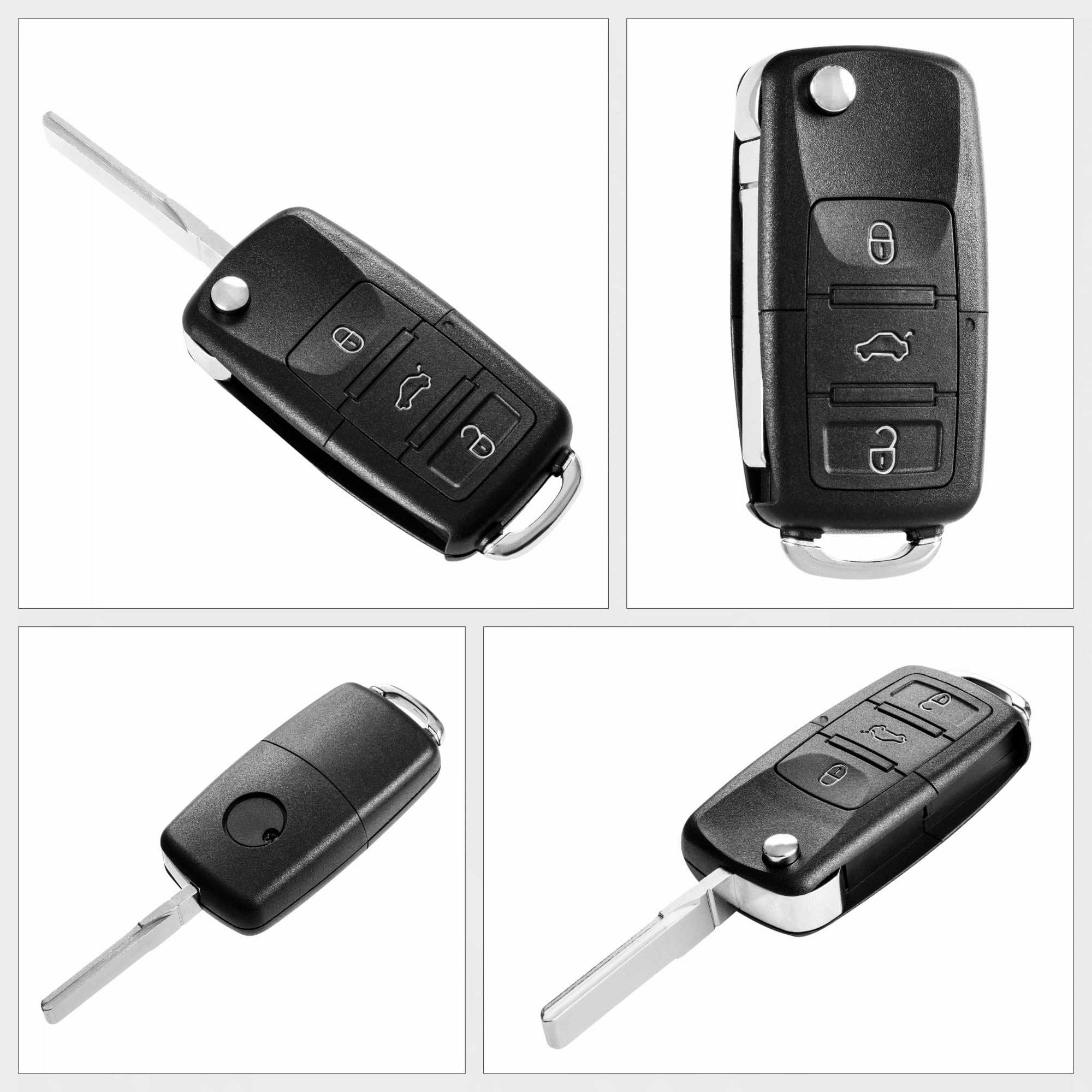 FINTERRY Obudowa Kluczyka Samochodowego kompatybilna z Volkswagen Golf Passat Polo Skoda Octavia Fabia Superb Seat Leon Ibiza – Zamiennik Pilota Składana Obudowa Klucza 3 Przyciski