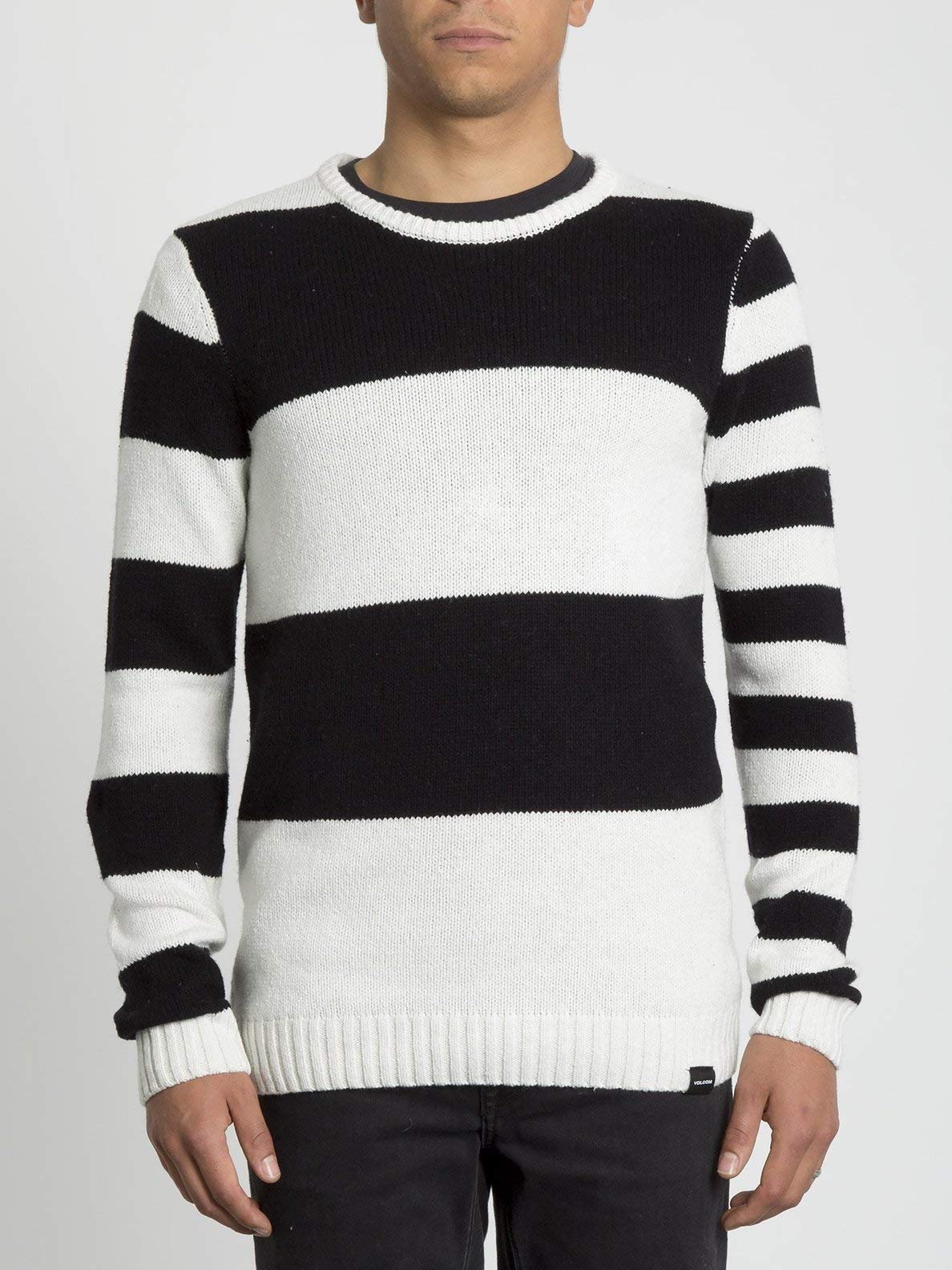 Volcom Edmonder Men's Striped Sweatshirt, Mens, Sweatshirt, A0731904, Black (Black), S