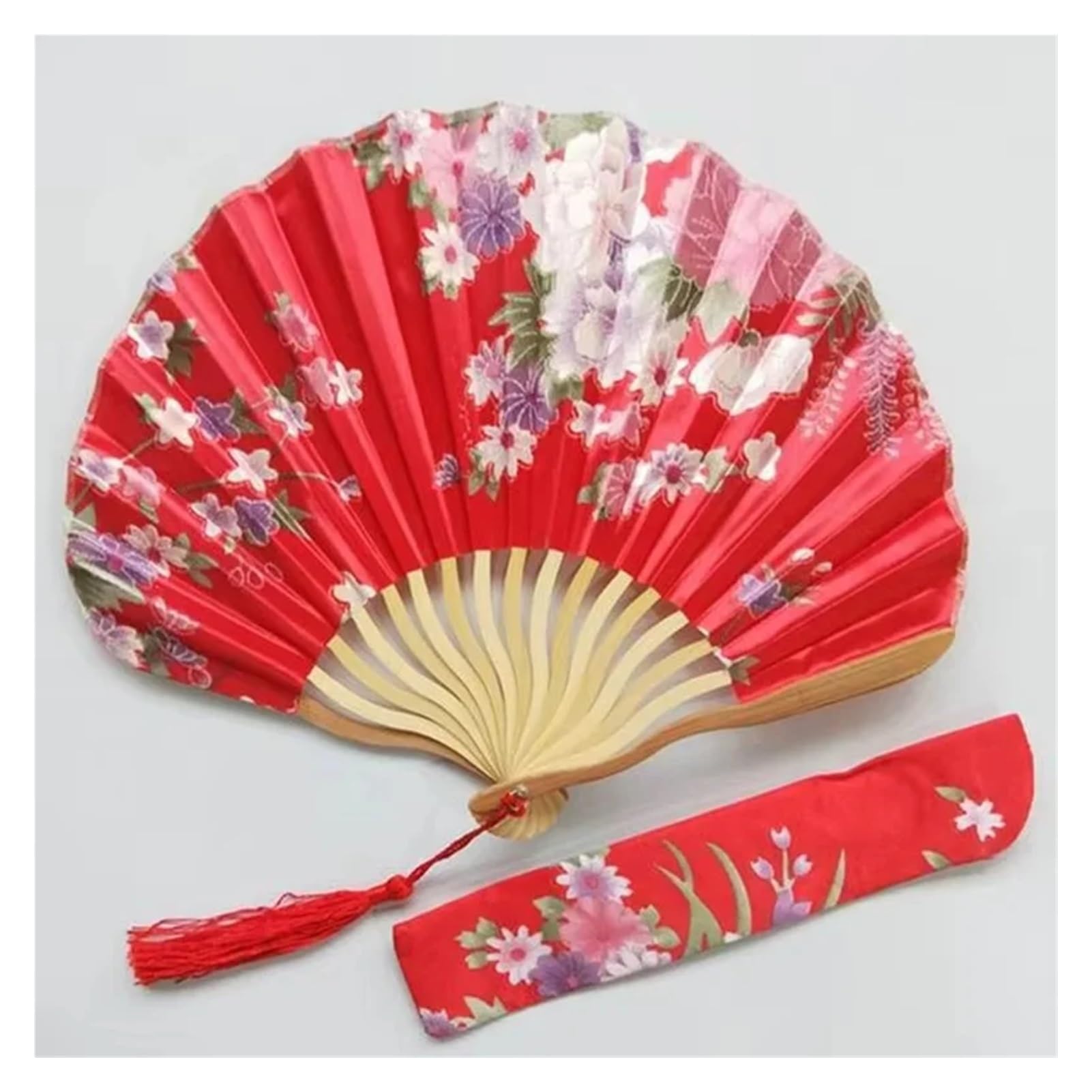 Runder, faltbarer Handfächer mit Blütenmotiv, Sommer-Kühlventilator mit Geschenktüte, Hochzeitsgeschenke for Brautjungfern, Gäste, Großpackung, 100 Stück(1)
