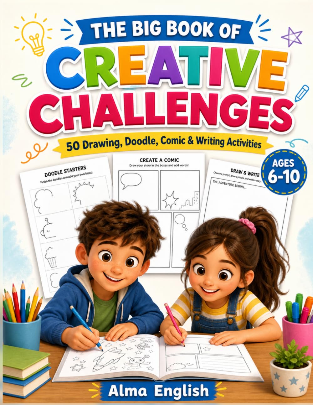 The Big Book of Creative Challenges: 50 Drawing, Doodle, Comic & Writing Activities for Kids Ages 6-10