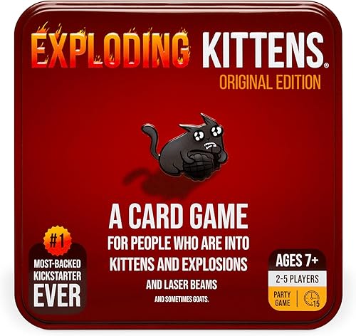 Miniatura 6 de Exploding Kittens Edición Original en Lata Coleccionable - Divertido y Hilarante Juego de Cartas para Niños y Adultos, Ideal para Noche de Juegos en
