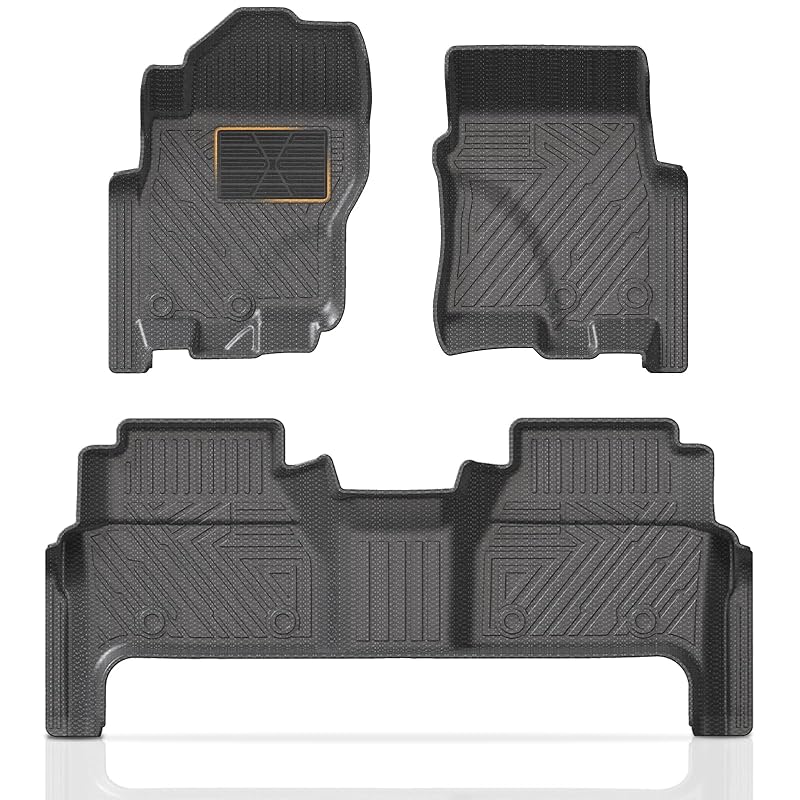 Tapetes automotivos KUST em TPE para Nissan Frontier Crew Cab 2022–2026, com borda elevada e apoio extra para o calcanhar, Kit com 6 peças