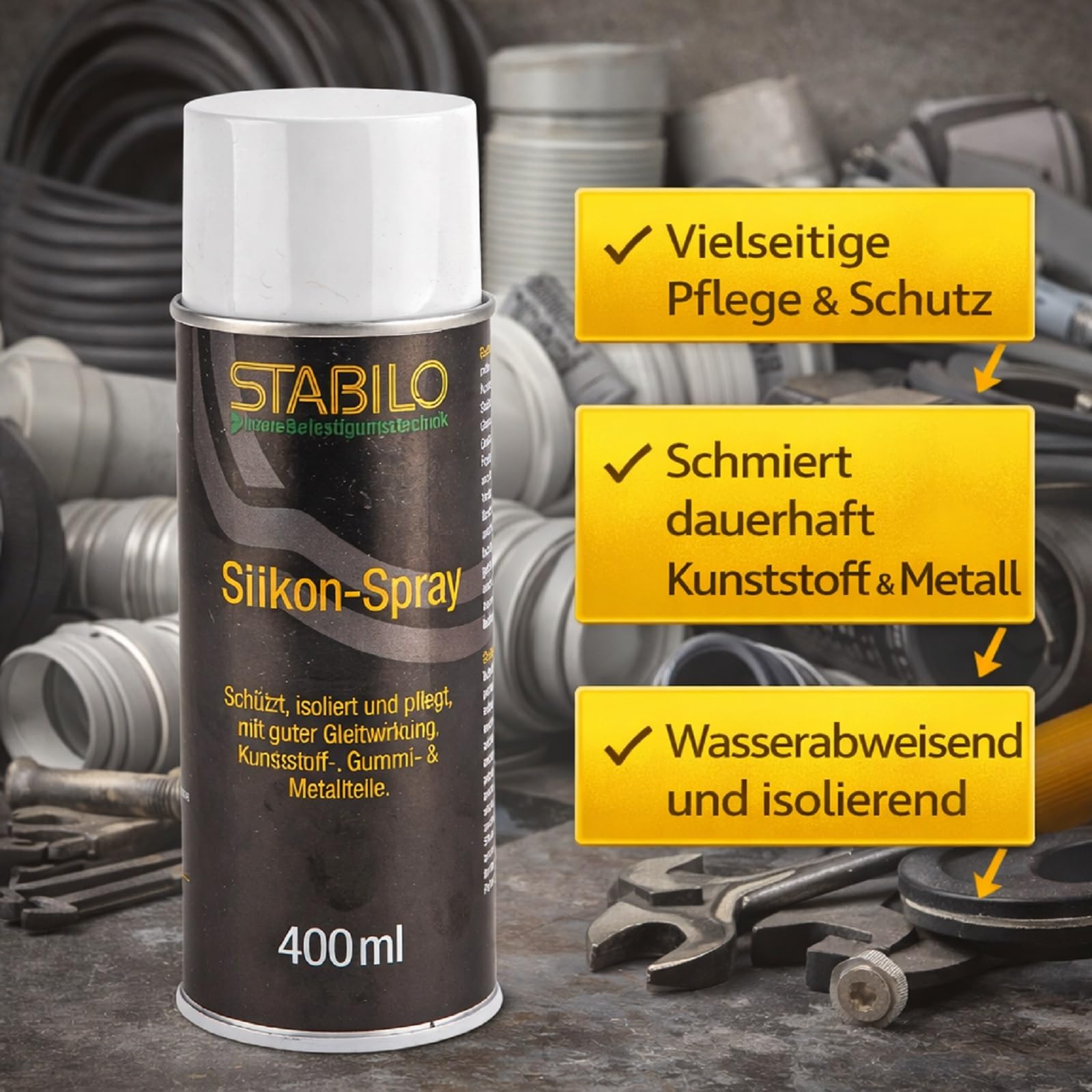 12x Silikon-Spray 400ml | Sprühfett, Gleitspray, Silikonfett, Schmieröl | Schützt, isoliert und pflegt