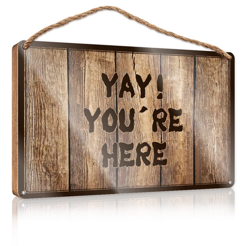 Hanging Wall Decor For Bathroom Yay! You'Re Here Wooden Sign Small Wooden Signs With Sayings Funny Family Signs(20X30CM)