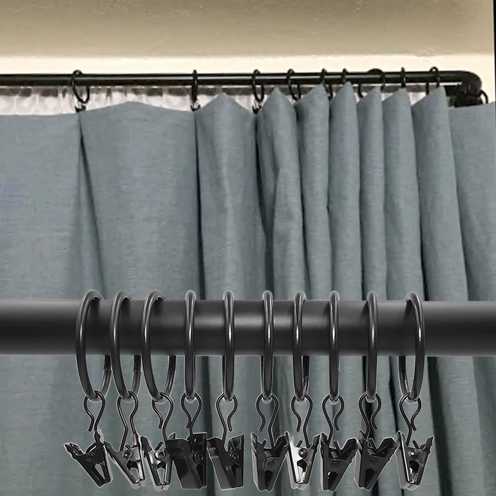 WeeksEight Lot De 100 Anneaux De Rideaux Blancs Avec Clips, Crochets De Rideaux Pour Suspendre Des Rideaux, Des Nœuds, Des Chapeaux, Des Anneaux De Draperie De 3,2 Cm I D, S'adapte à