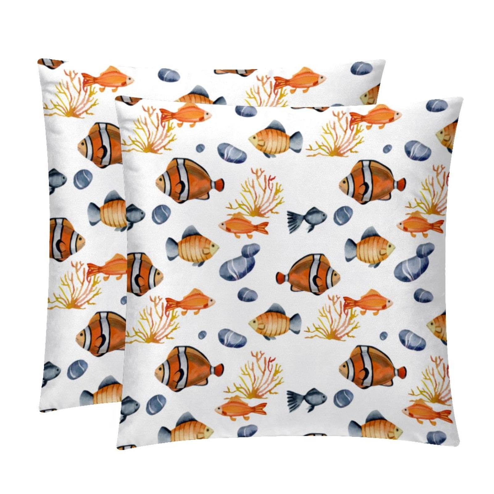 TDGKPZ Fishes Throw Pillow Covers 2 Pack Pillowcases Soft Cozy Pillow Cases For Couch Bed Sofa 45x45cm