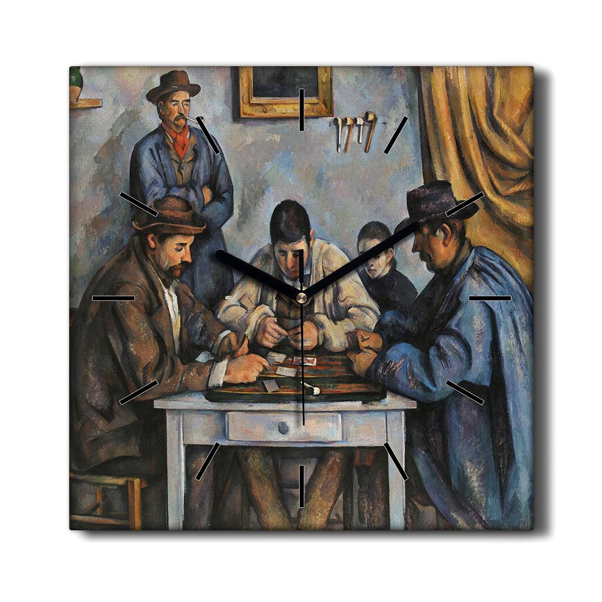 Horloge sur toile 30x30cm Carte Joueurs décoration murale silencieuse pour salon