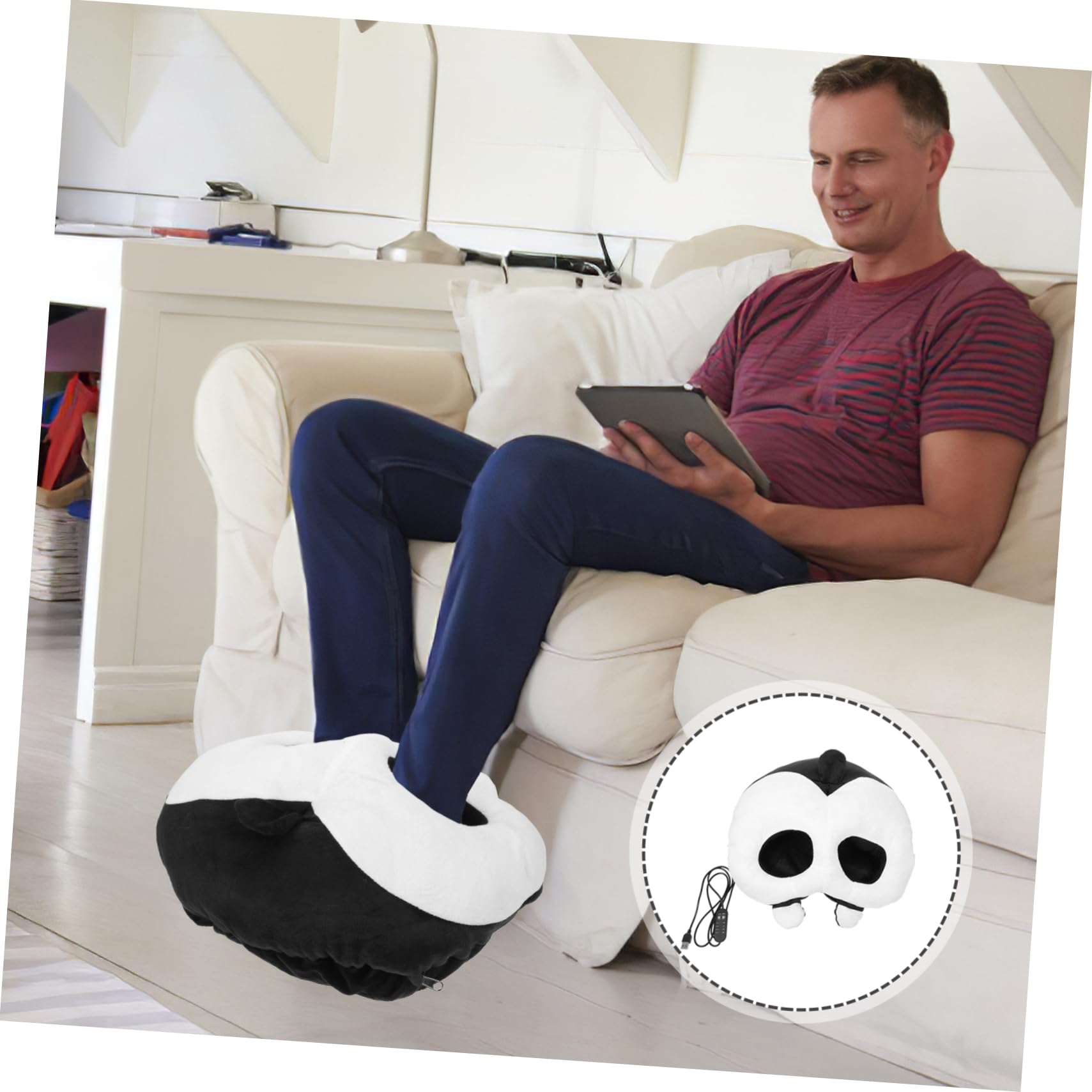 Healvian Calentadores Electricos Mujer Calentadores De Dedos Usb Dedos De Los Pies Calentadores De Manos y Pies Más Cálido Calefacción Calentador De Pies Negro Felpa