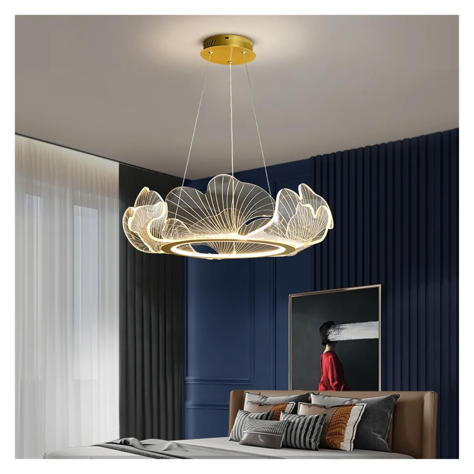 Lustre de luxe postmoderne à LED 44W luminaire suspendu salon et bureau