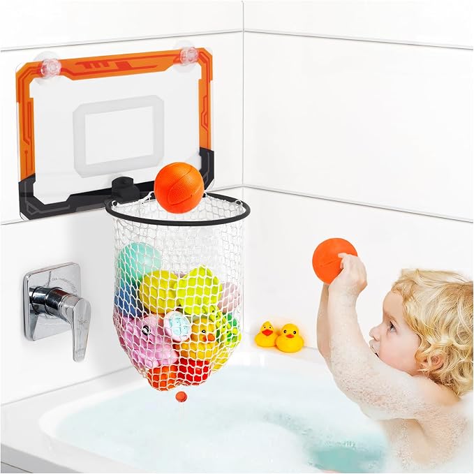 Baby Bath Toy Storage Organizer Review: 2-in-1 Basketball Hoop Makes Cleanup Fun
