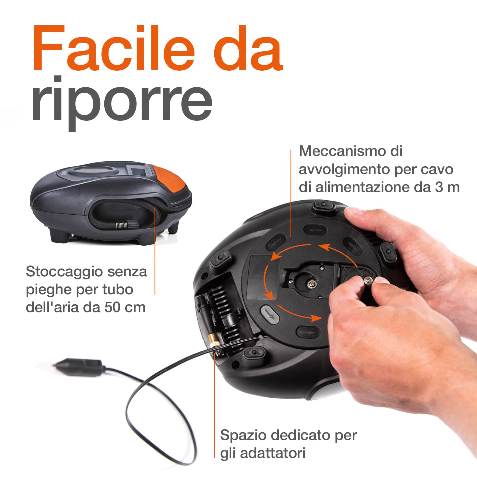 OSRAM OTI200 TYREinflate 200, Pompa elettrica analogica, compressore Auto Portatile 12V, Alimentazione Tramite accendisigari, gonfiaggio dei Pneumatici in 4,5 min, Senza Luce LED, Stop