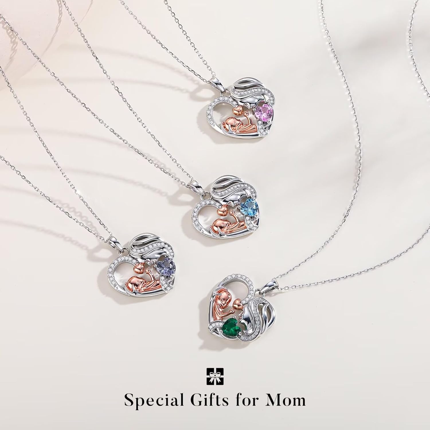Iefil Gifts for New Mom - 925 Sterling Silver Heart Birthstone Necklace, Birthday First Mothers Day Gifts for New Mom - Image 5