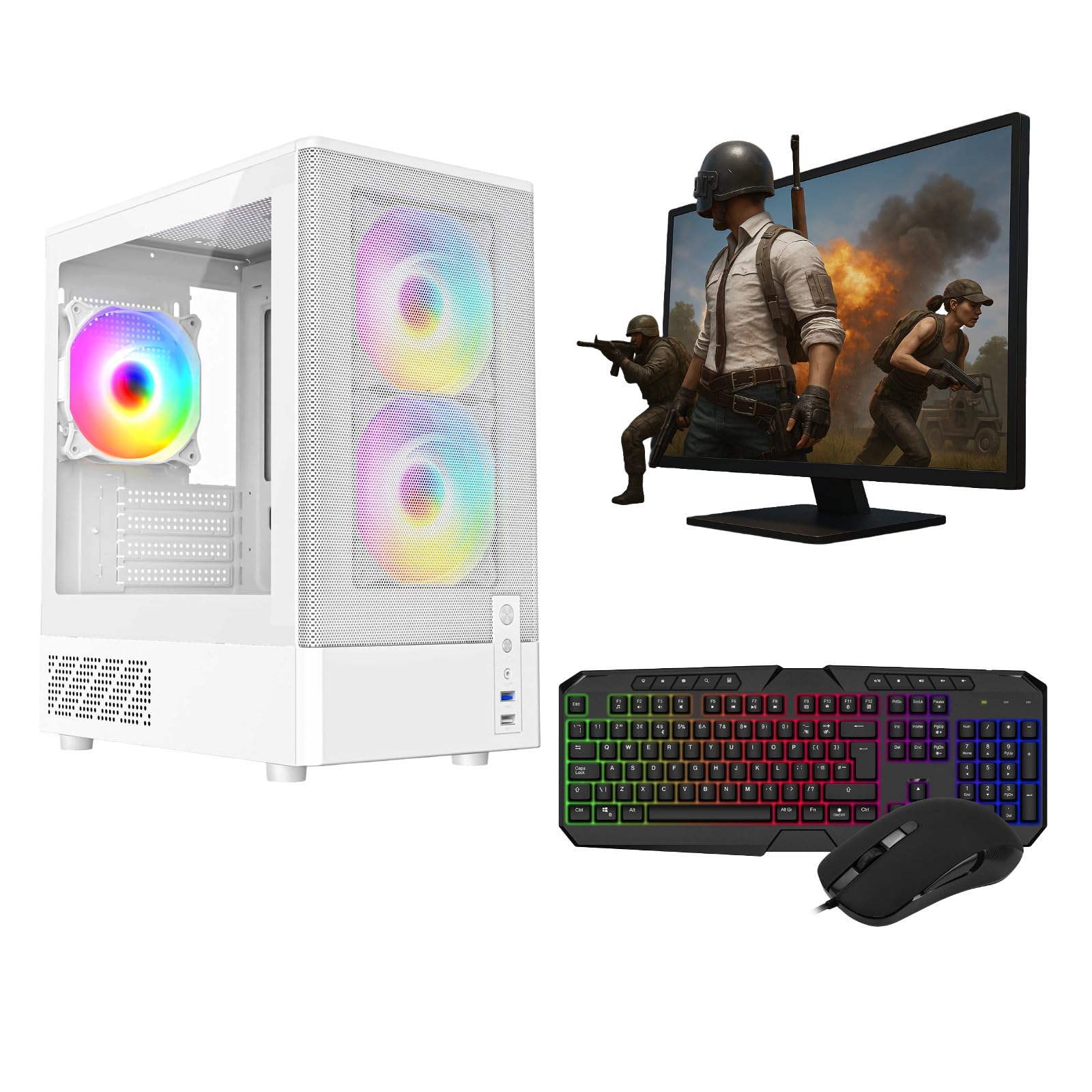 Gaming PC – Intel Core i5, GT 710 2GB Graphics, 16GB RAM, 1TB HDD + 128GB SSD, Windows 11 Pro, 22" Monitor, Keyboard, Mouse – High-Performance Gaming PC Bundle (CIT Seven Black) — view 10