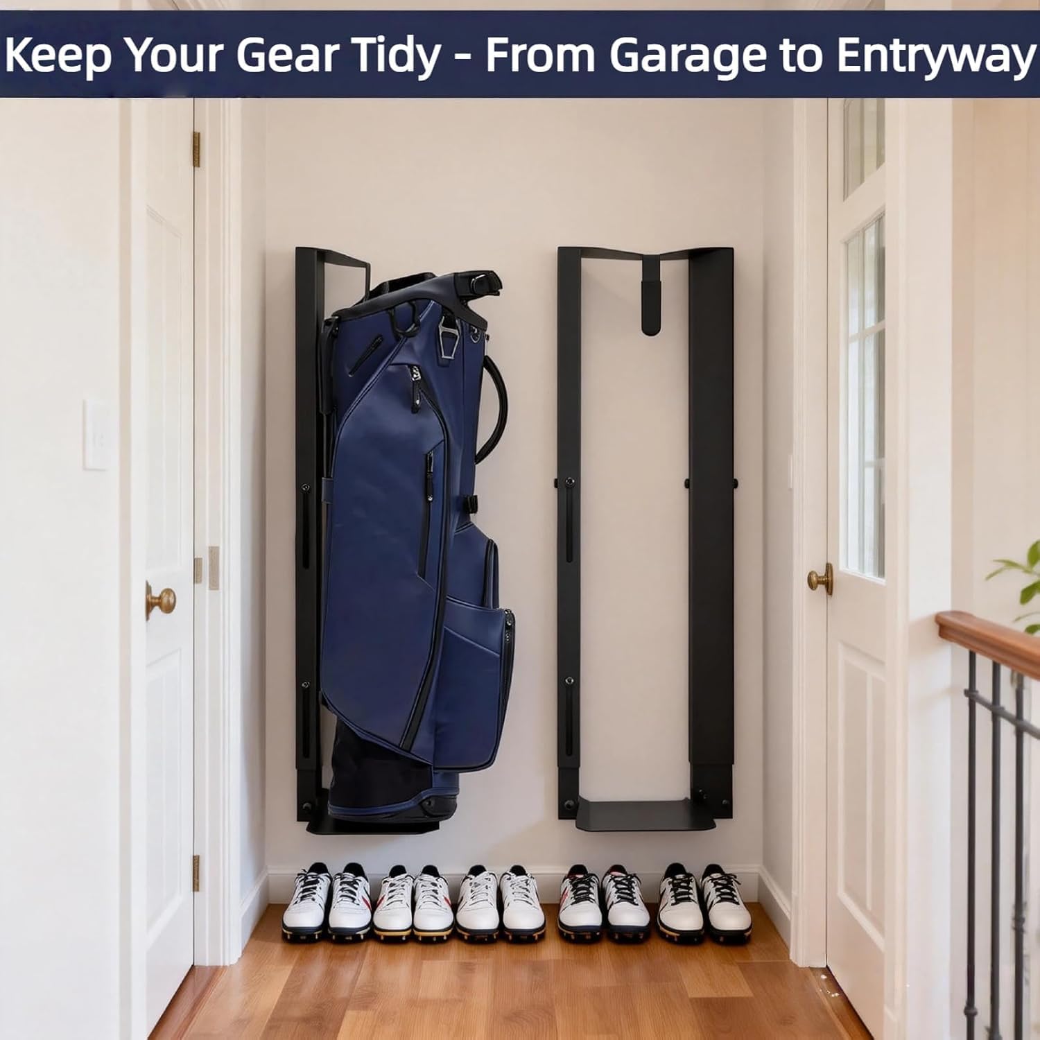 Golf Bag Wall Mount – Space-Saving Storage Solution for Golf Bags – Easy to Install, Durable & Stylish Design for Home or Garage Organization