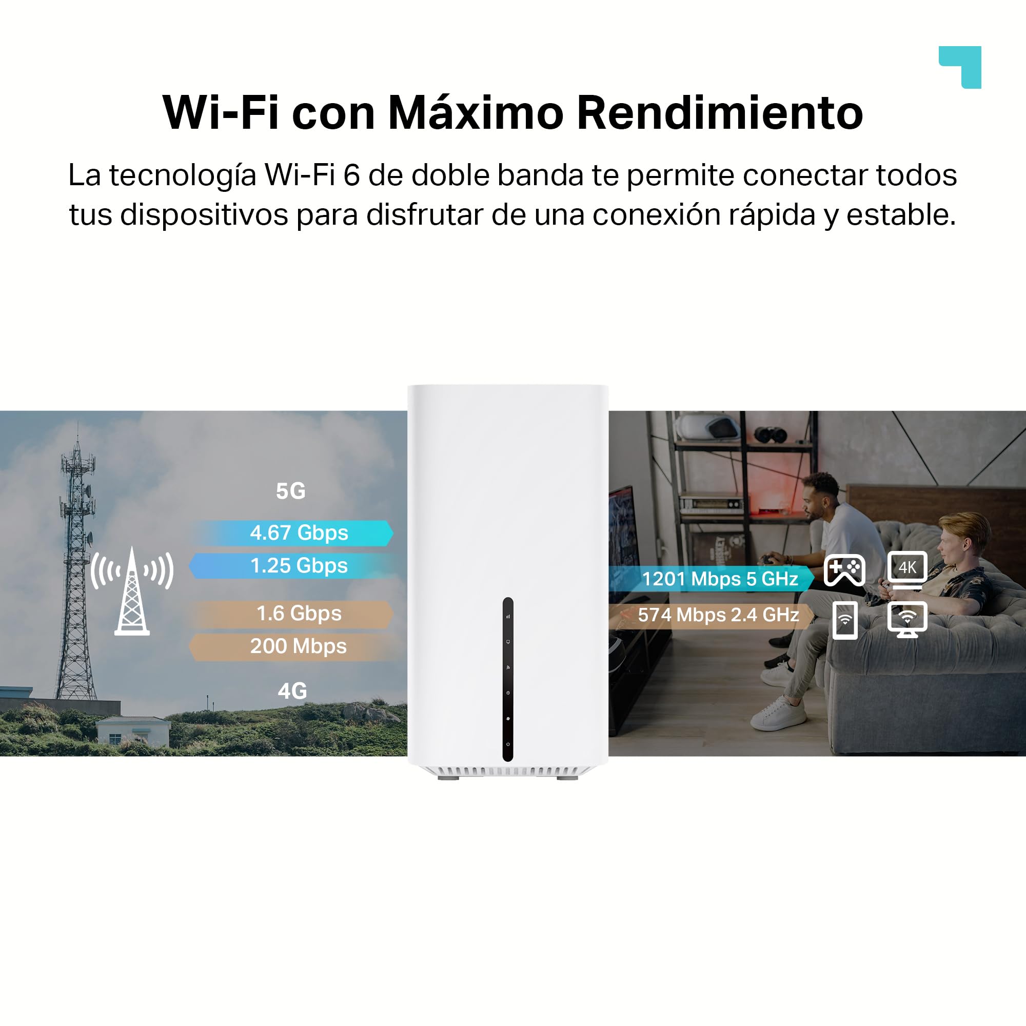 [Nuevo] TP-Link Archer NX200 | Router Inalámbrico Dual-Banda AX1800 5G Gigabit | 5G SA NSA, SIM, Wi-Fi 6, 4G LTE FDD TDD, Modo Router, Puerto Gigabit, Plug and Play, EasyMesh, Fácil Configuración