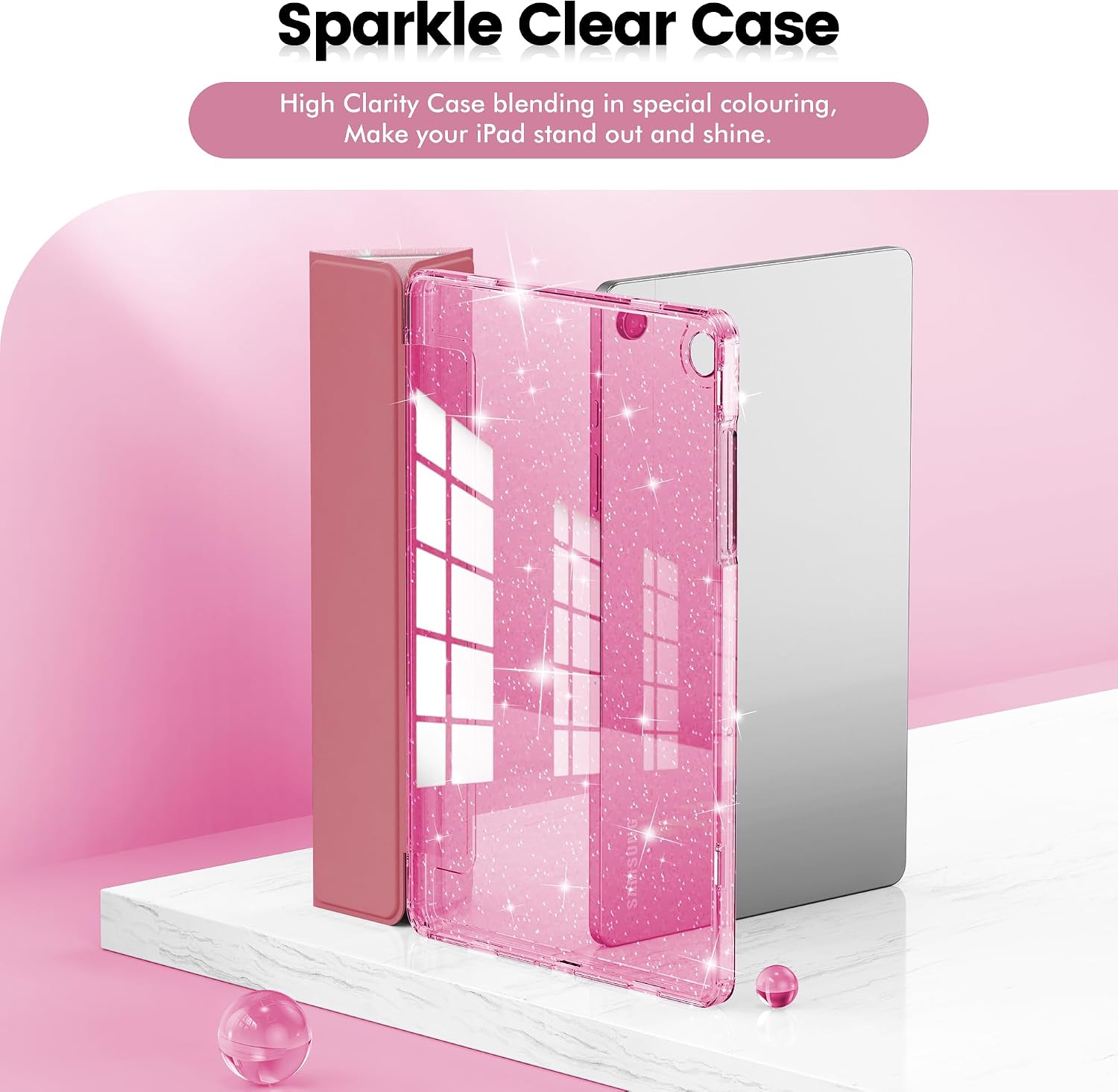 INFILAND Case for Samsung Galaxy Tab A11+Plus/A9+ Plus 11 inch Case (2023/2025), Glitter Tablet Protective Cover with Sparkly Clear Back for Girls Kids (Pink Unicorn Dream, Galaxy Tab A11 Plus) image 3