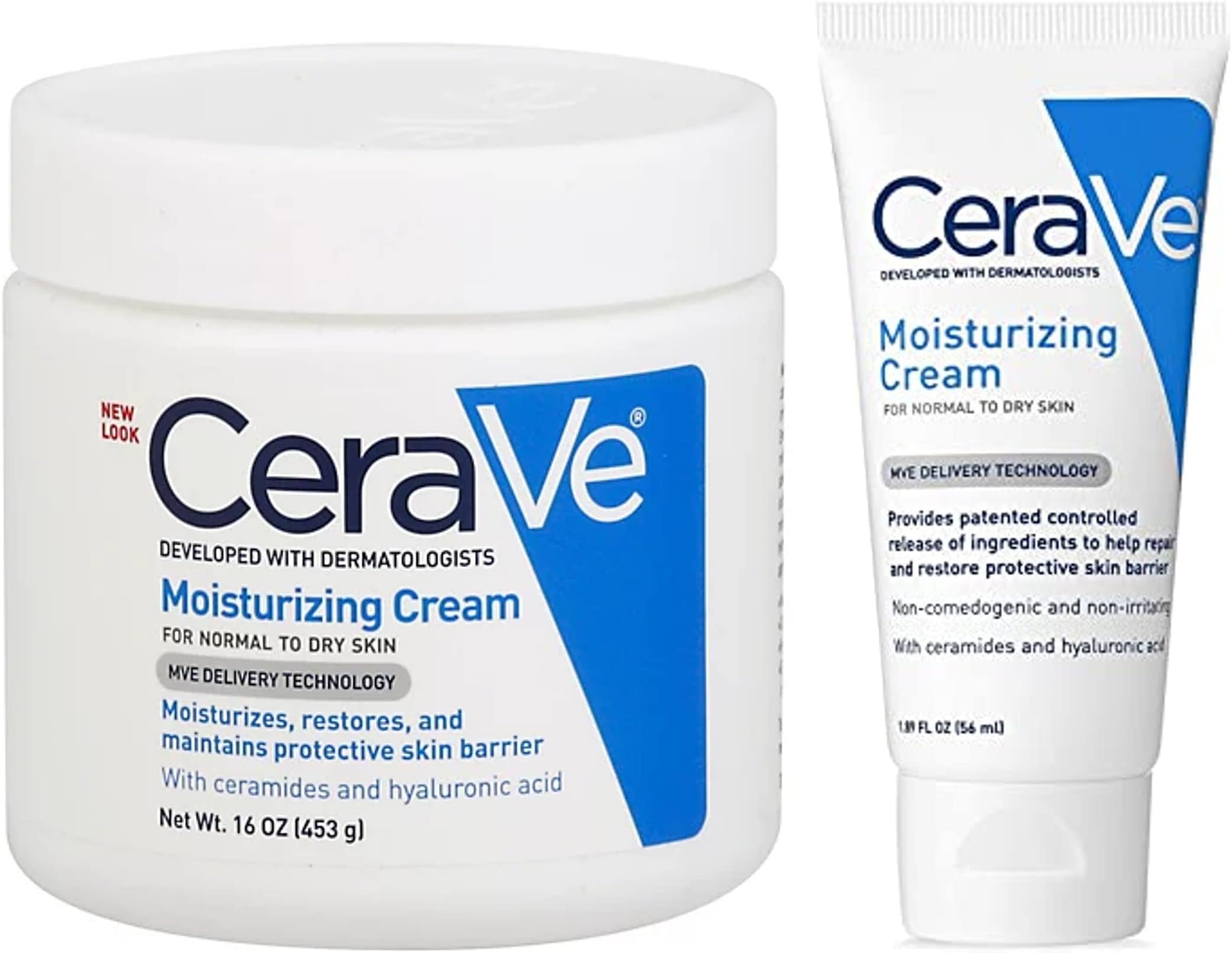 CeraVe Moisturizing Cream Combo Pack | Contains 16 Ounce with Pump and 1.89 Ounce Travel Size | Fragrance Free