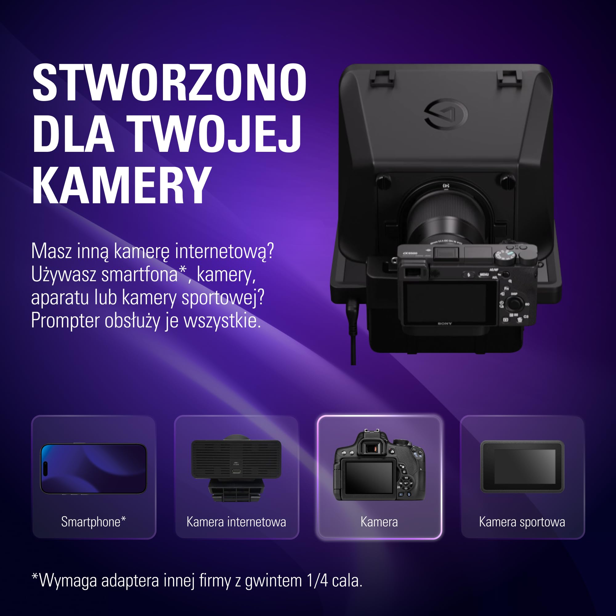Elgato Prompter – Teleprompter z wbudowanym ekranem do YouTube, Twitch, Zoom, MS Teams i więcej, obsługuje DSLR/Webcam/Smartphone, funkcja przeciągnij i upuść na monitorze, działa z Mac/PC&Stream Deck | Kompatybilny z ekranem 9-calowym/YouTube/Twitch/Zoom