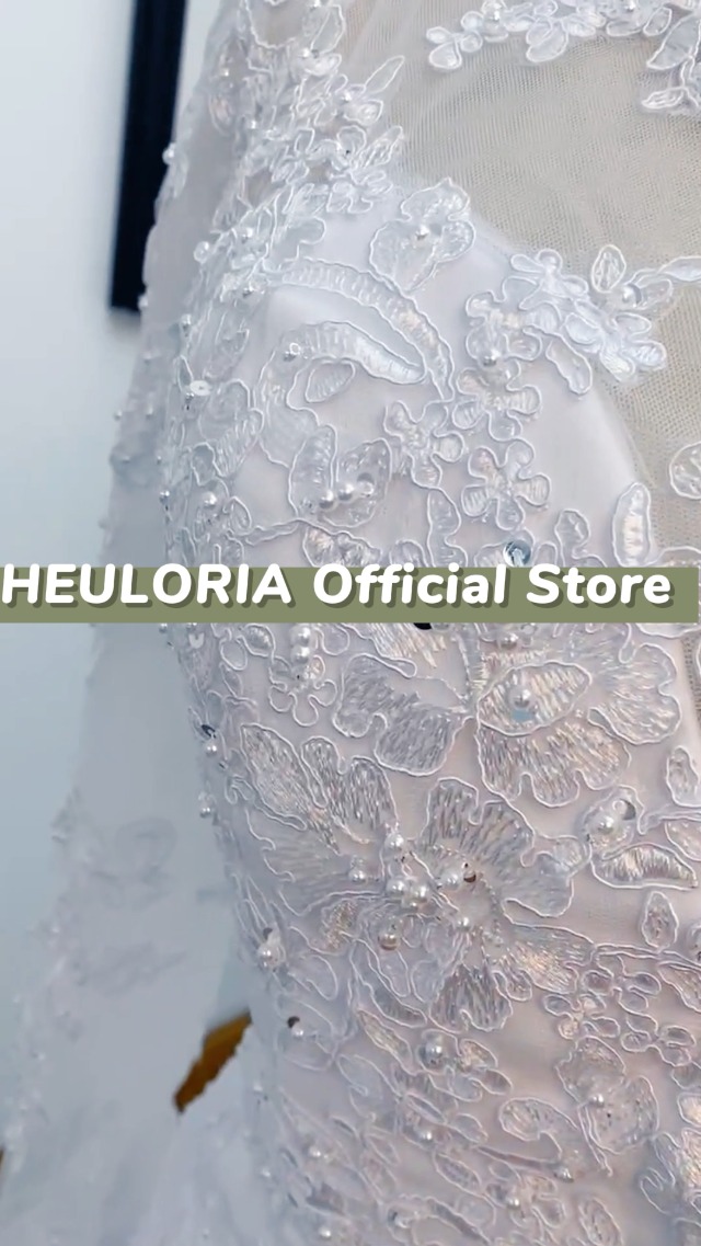 Robe Mariée Bohème Longue HEULORIA - Col V Manches Longues Dentelle Grande Traîne