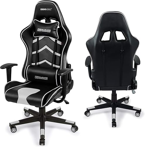 Miniatura 3 de Ergoseat Silla de juegos de piel sintética ergonómica ejecutiva silla de oficina con ruedas de PC respaldo y ajuste de altura del asiento mecedora