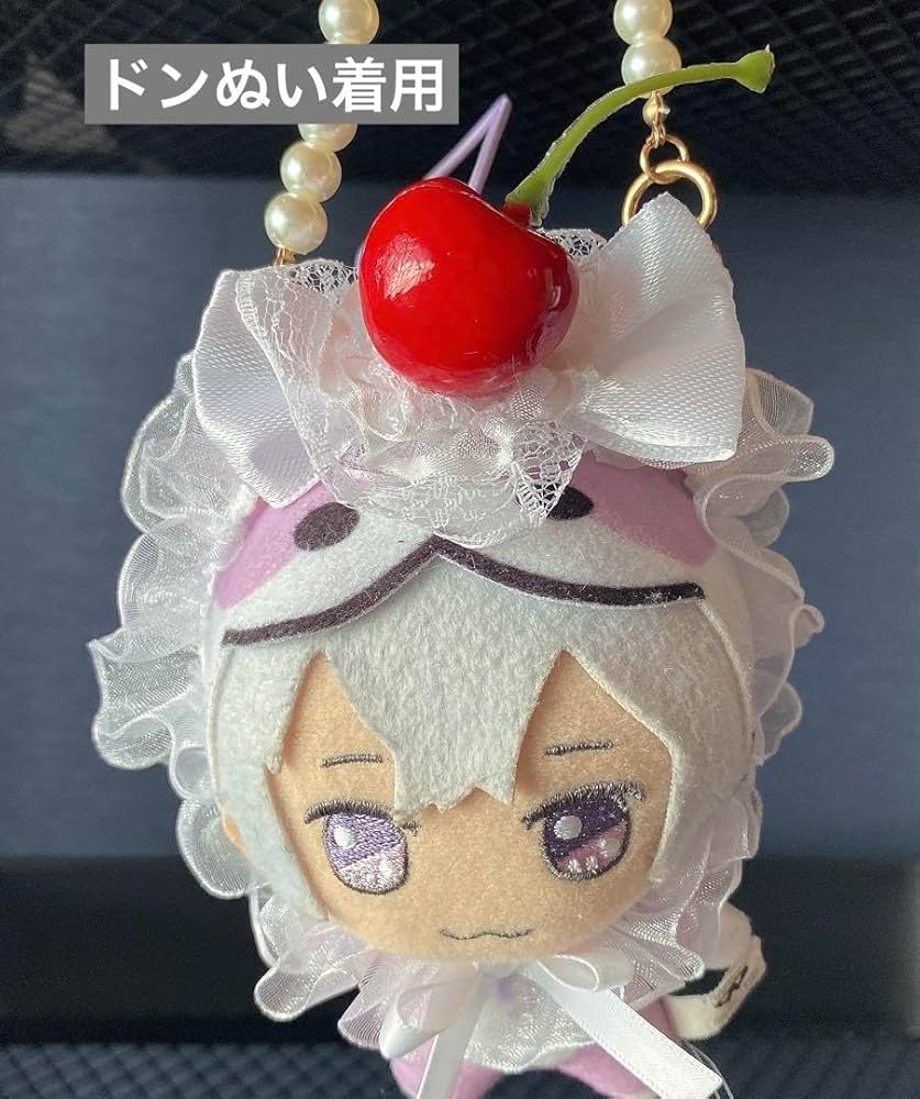 ハンドメイド★ホワイト♡いちごプリントワンピース★ぬいば♡ストラップ用コス fit=scale-down,w=1200