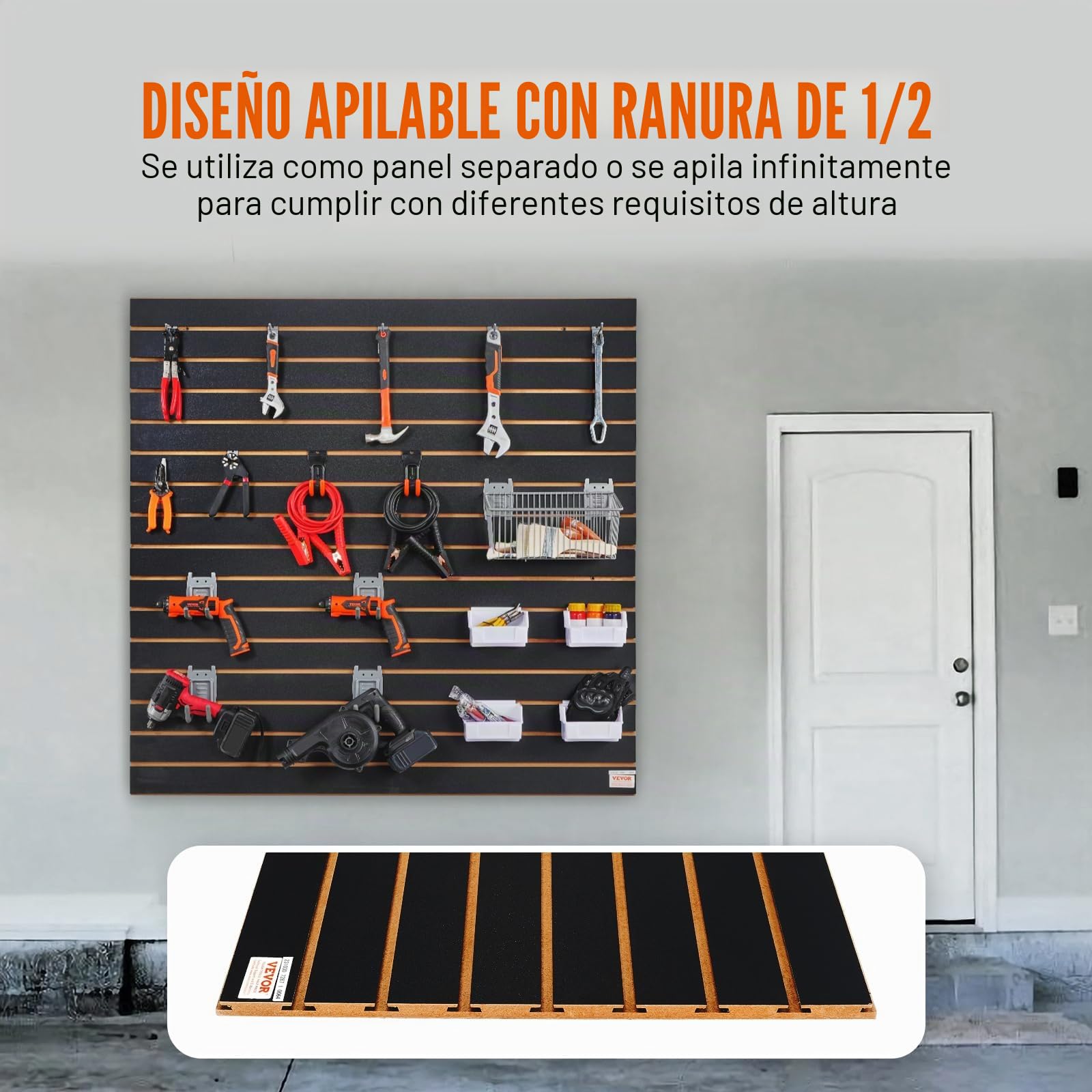 VEVOR Panel de Listones de Pared para Garaje 121,9 x 60,96 cm Panel de Almacenamiento de Herramientas 2 PCS Capacidad de 11,3 kg para Tienda Minorista, Organización de Almacenamiento de Manualidades
