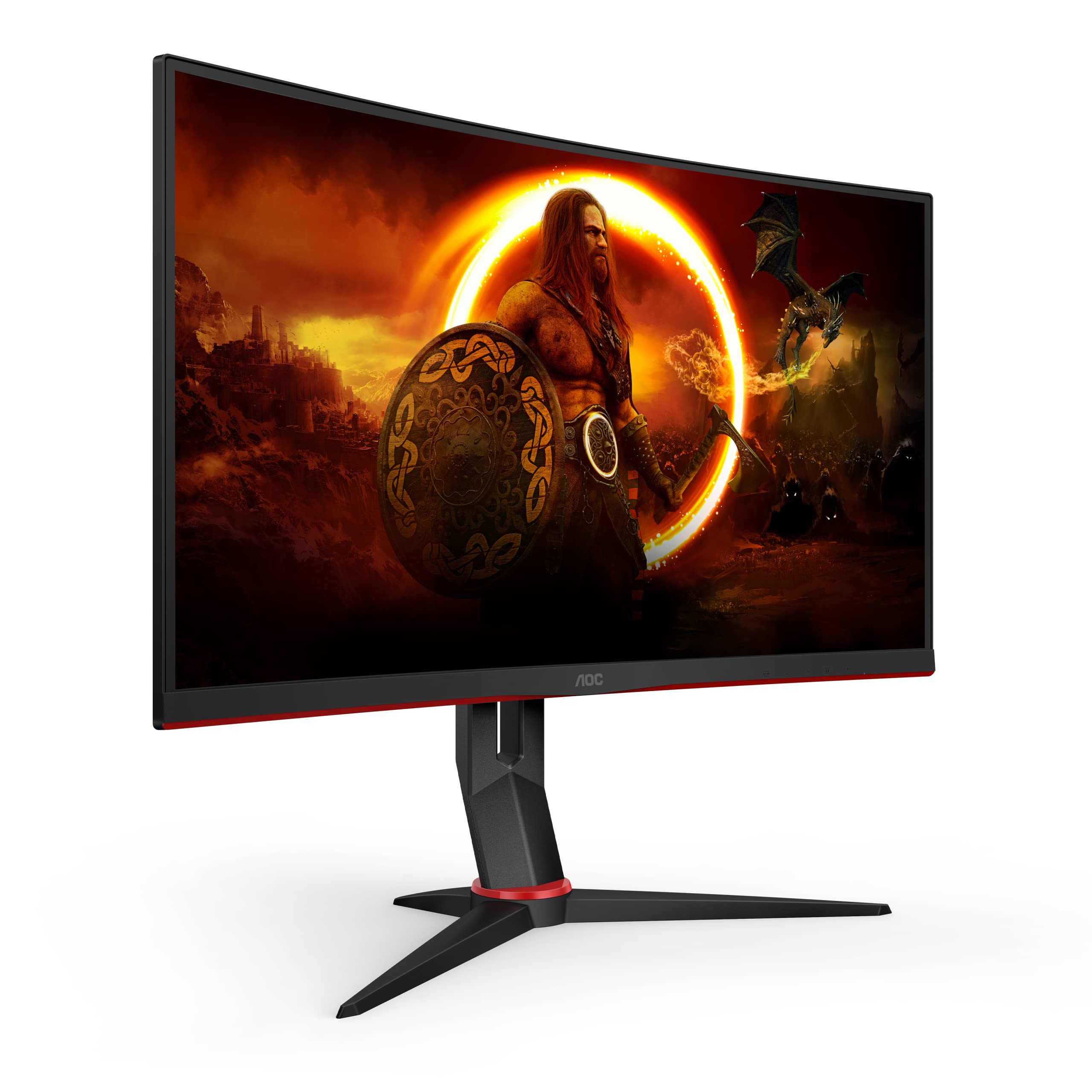 AOC Gaming C24G2U - 24 inch FHD Curved Monitor, 165Hz, 1ms MPRT, VA, AMD FreeSync, Height Adjust, Speakers, USB Hub (1920x1080@ 165Hz, 250 cd/m², HDMI/DP/ VGA/USB3.0)