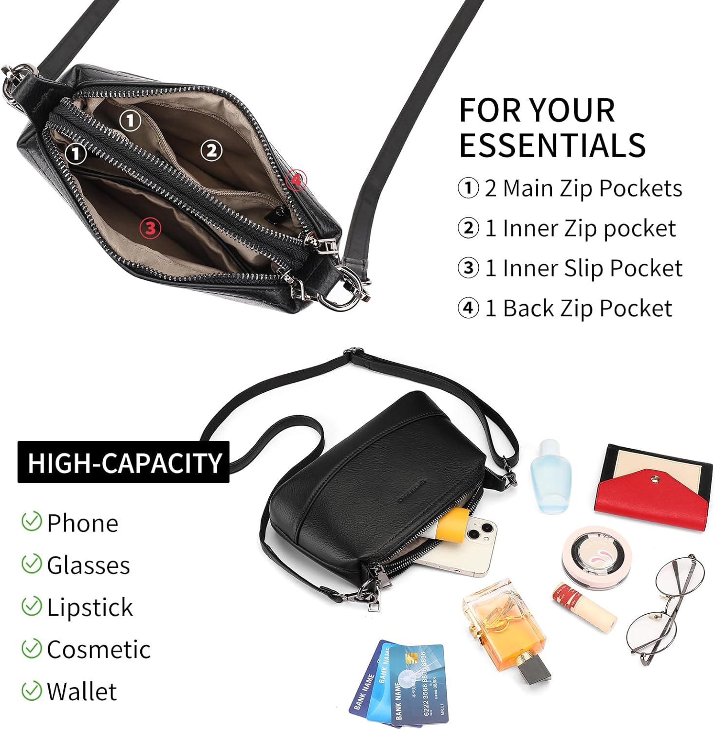 GAEKEAO Crossbody Bags for Women Small Cross Body Bag Genuine Leather Camera Bag Purse with Adjustable Strap - Image 3