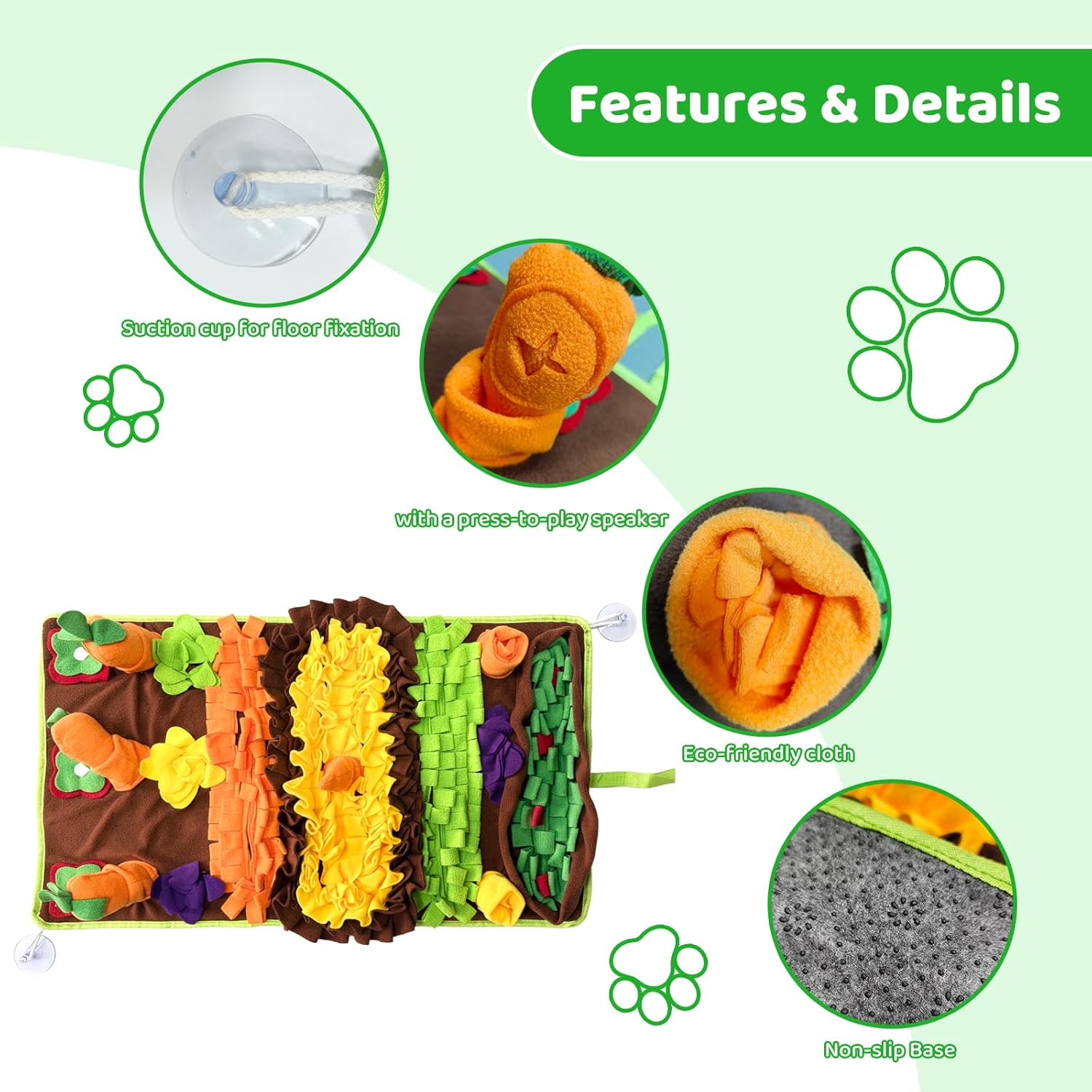 Snuffle Mat for Dogs Large Breed - Interactive Dog Toys for Boredom - Sniff mat - Mental Stimulation - Enrichment Toys- Slow Feed- Washable & Foldable (B, Large)