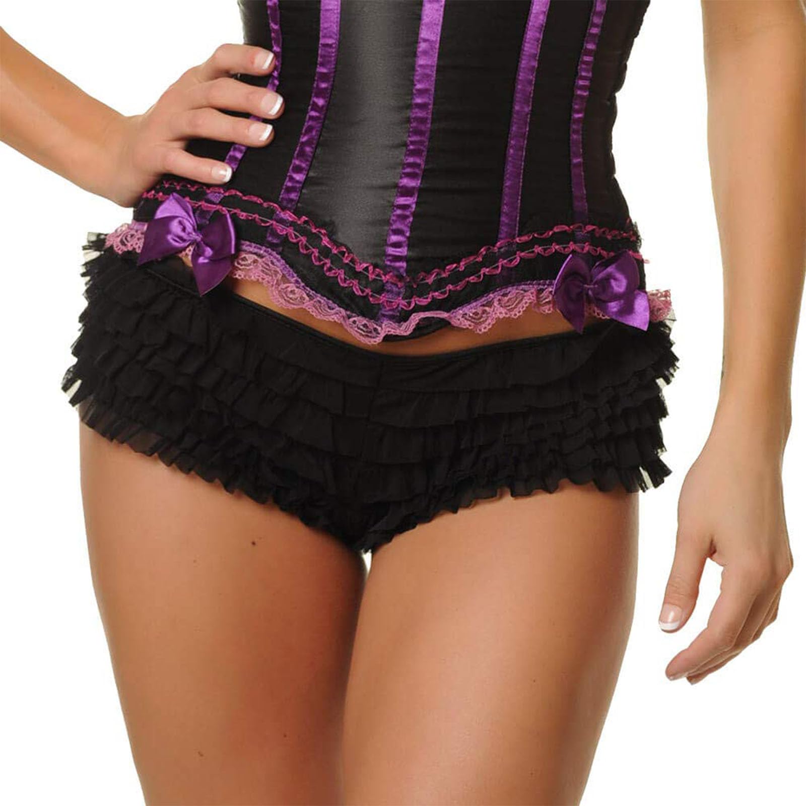 LSFYSZD Short en maille à volants en dentelle pour femme - Short burlesque rétro - Sous-vêtement de danse