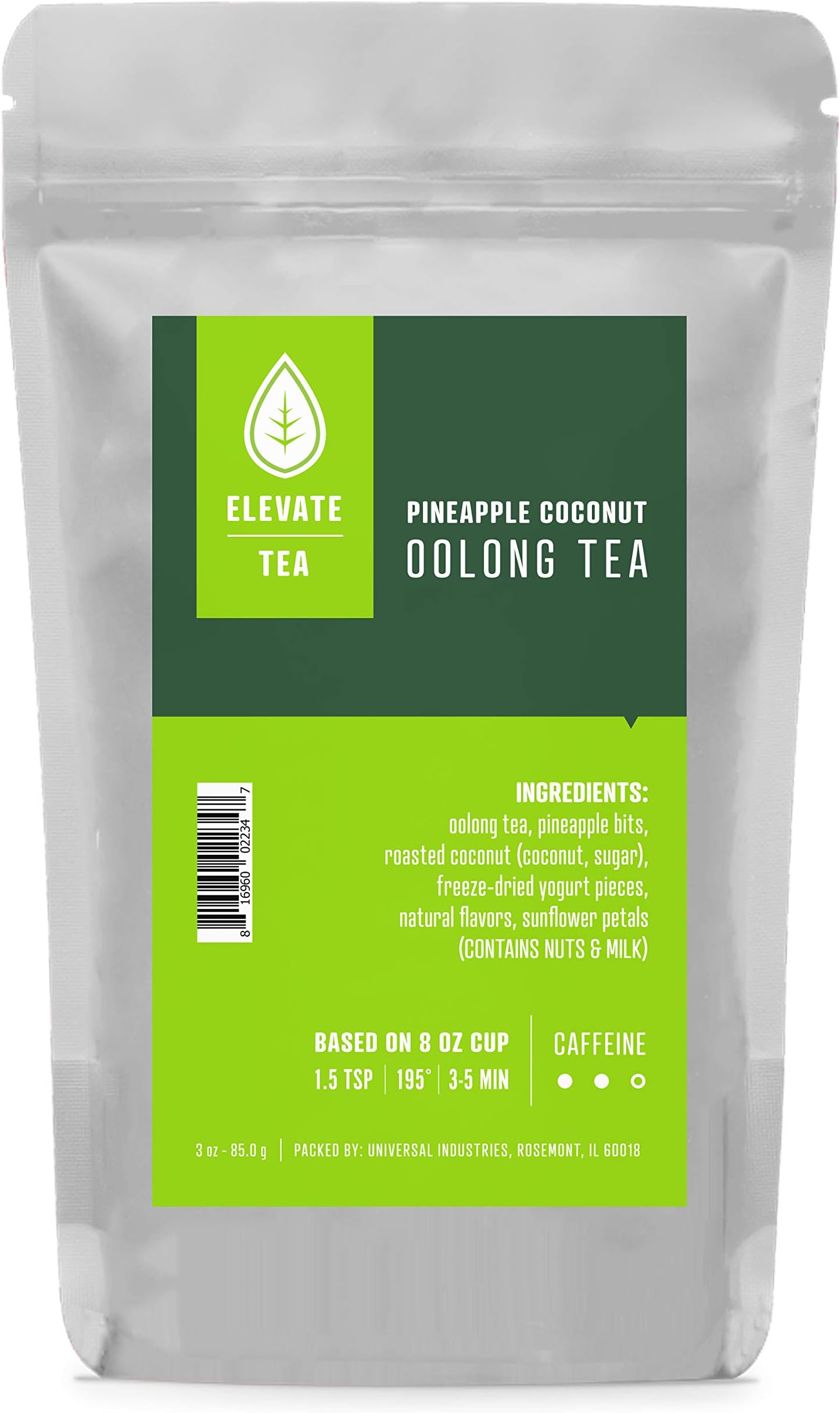 Elevate Tea Pineapple Coconut Tea - Loose Leaf Oolong Tea, Medium Caffeine, 3 oz Pouch - 30 Cups, Hot & Iced Tea, No Artificials