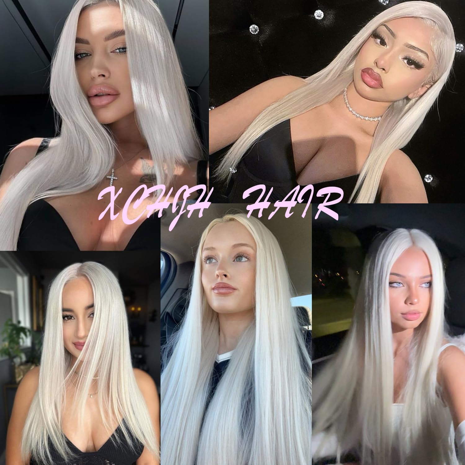 White Synthetic Lace Front Wigs 30inch Long Straight Wig 13x4 Synthetic Wigs for Black Women Pre Plucked with Baby Hair Natural Looking Wig for Daily Use