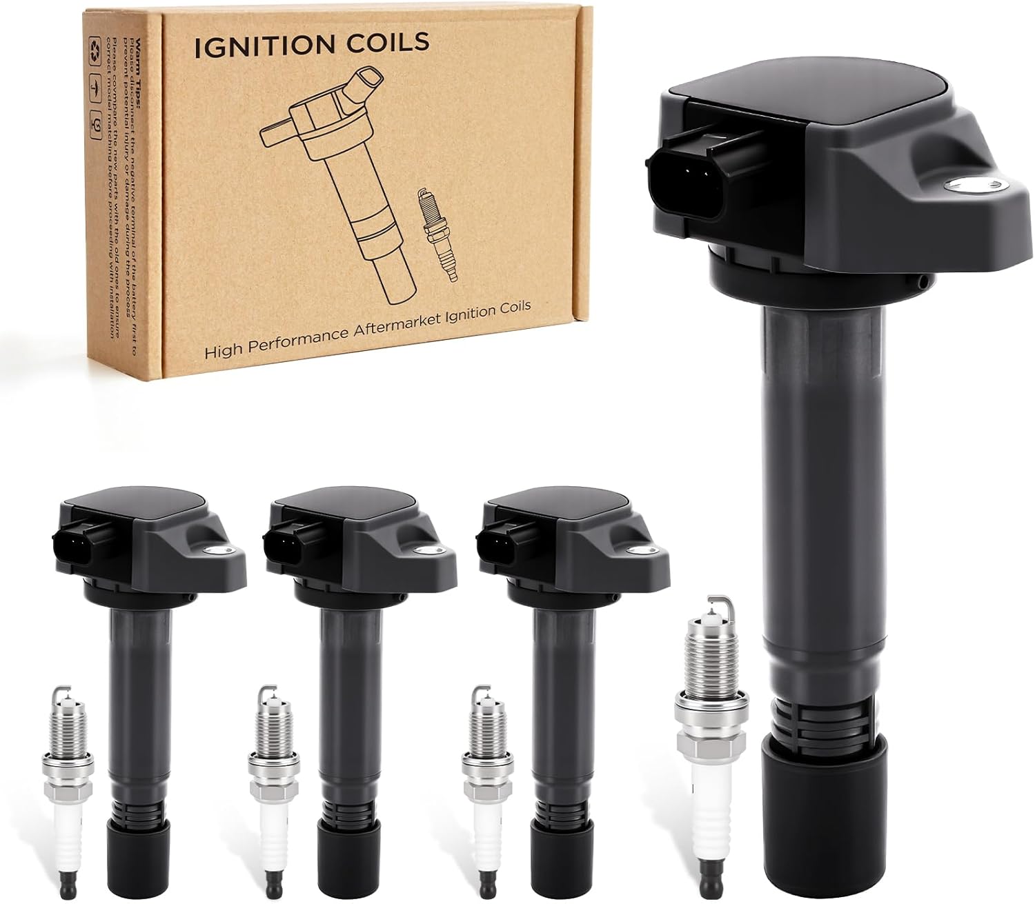 Set of 4 Ignition Coil Pack UF582 and Iridium Spark Plugs Compatible with Honda Civic 2006-2011 1.8L L4