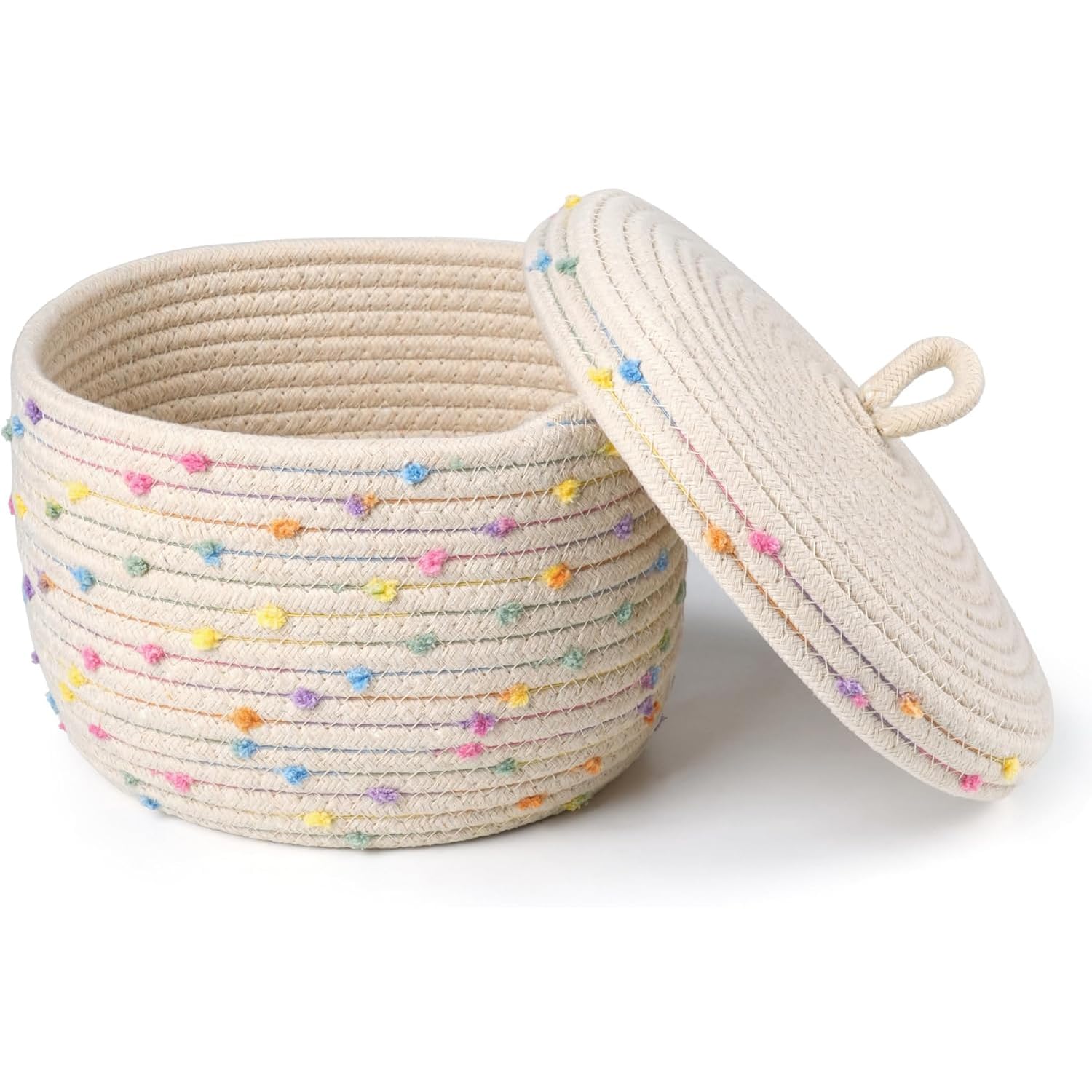 2 Cesti Portaoggetti In Corda Di Cotone | Pieghevoli, Per Bambini, Grigio E Bianco - Foto 8