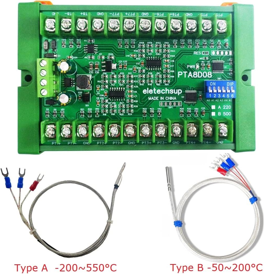 8AI RS485 Analog Input PT100 RTD RS485 Temperature Sensor Acquisition Module Replace NTC K Thermocouple DS18B20 (8ch A with Rail Box)