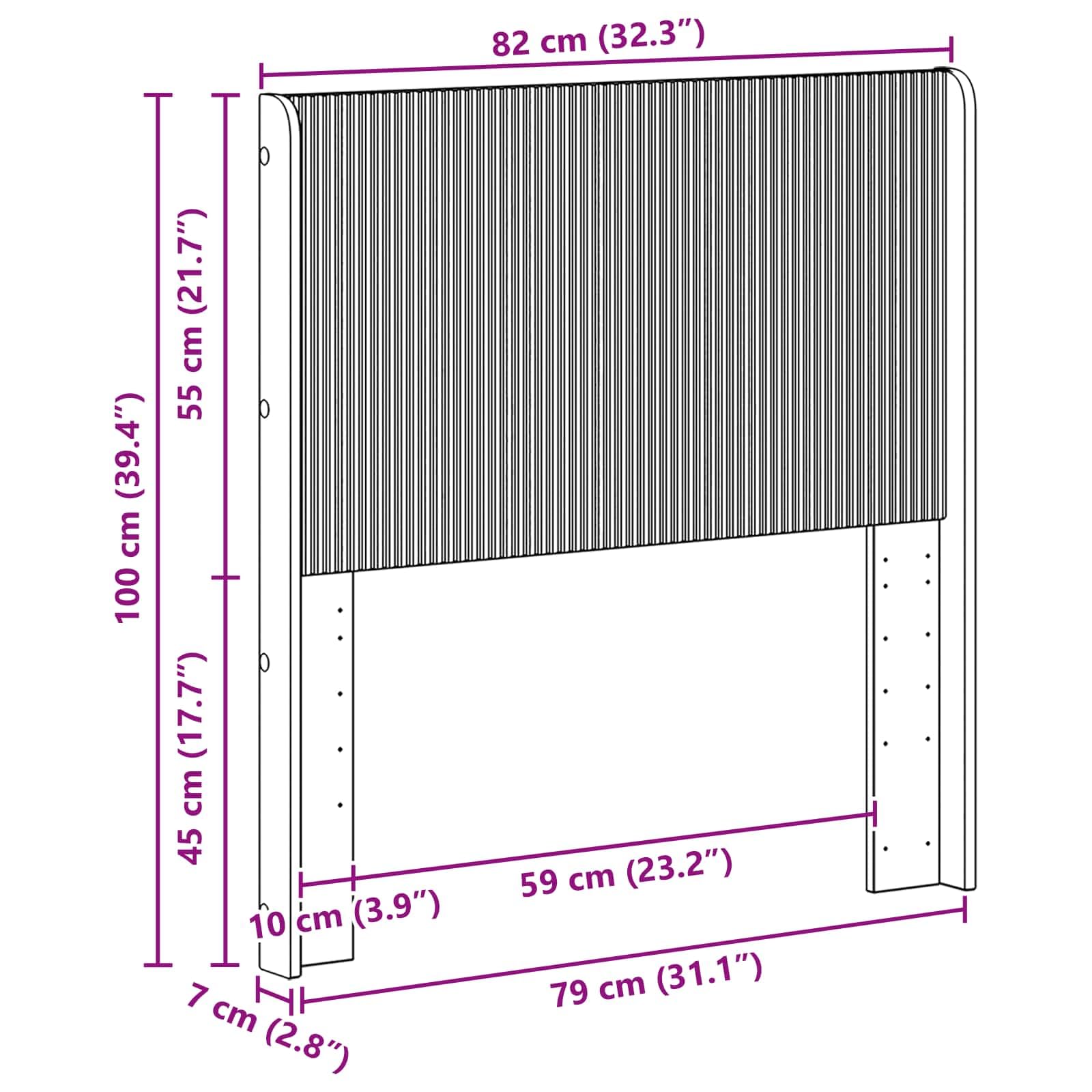 Tête de lit en chêne artisanal, panneau arrière de lit avec lattes verticales pour montage sur cadre de lit, 82 x 7 x 100 cm, tête de lit stable pour chambre à coucher et chambre d'amis