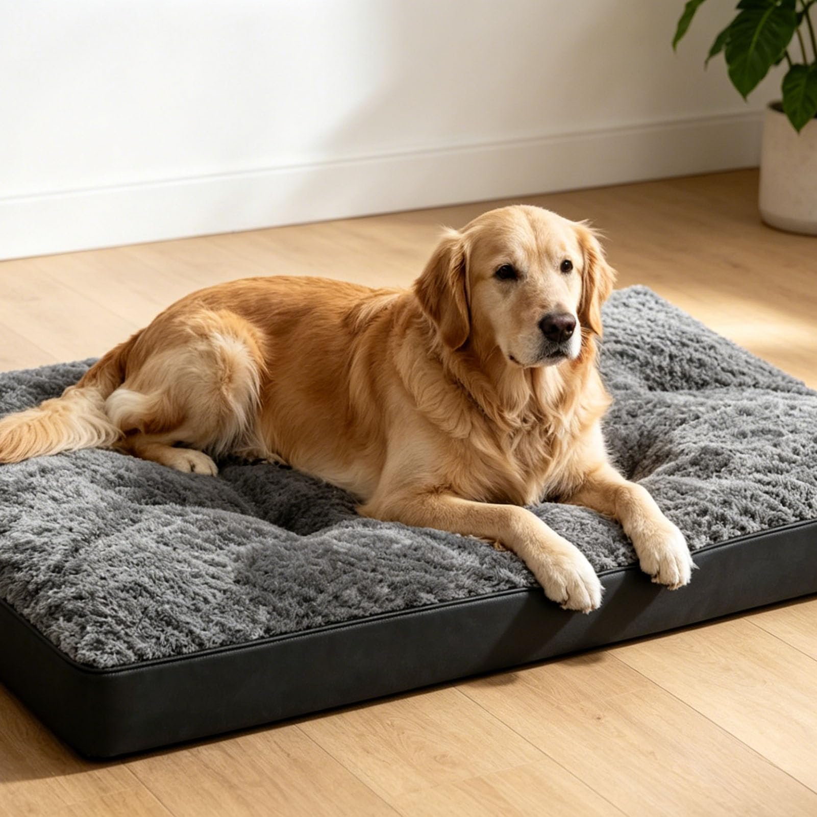 Naroote Lit de Cage pour Chien, Tapis de Couchage en Tissu Oxford en Peluche pour Animaux de Compagnie (104x68x8cm/40,9x26,8x3,1 Pouces)