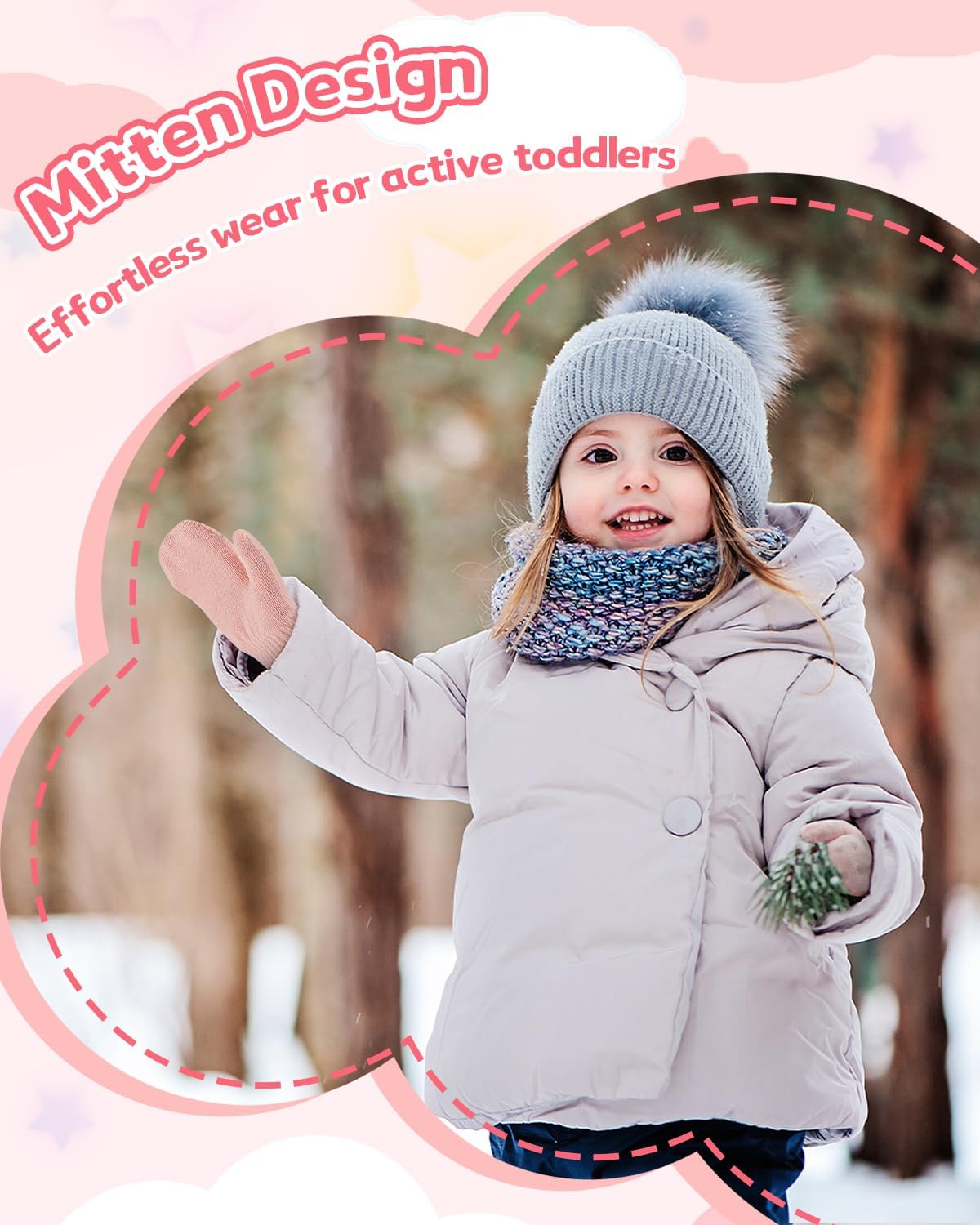 Evridwear Toddler Mittens Girl Boy Mittens 3 Pairs Knitted Stretch Gloves for Kids Toddler Winter Warm - Image 3