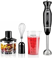 Vista 1 de OVENTE licuadora de mano de inmersión, set de batidora de mano portátil eléctrica de 300W con 2 velocidades de mezcla, cuchillas de acero