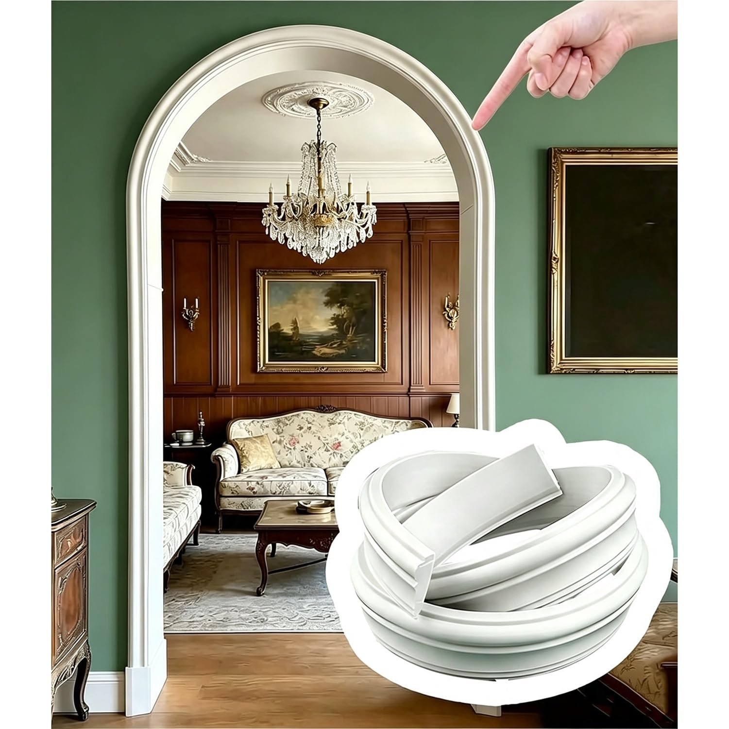 Kit de Moldura de Arco para Pared de Bricolaje de PVC para Puerta | Borde curvo pintable, tira de marco de puerta de esquinas redondeadas decorativas(W 1.6cm(5/8"),L5m/16.4ft)