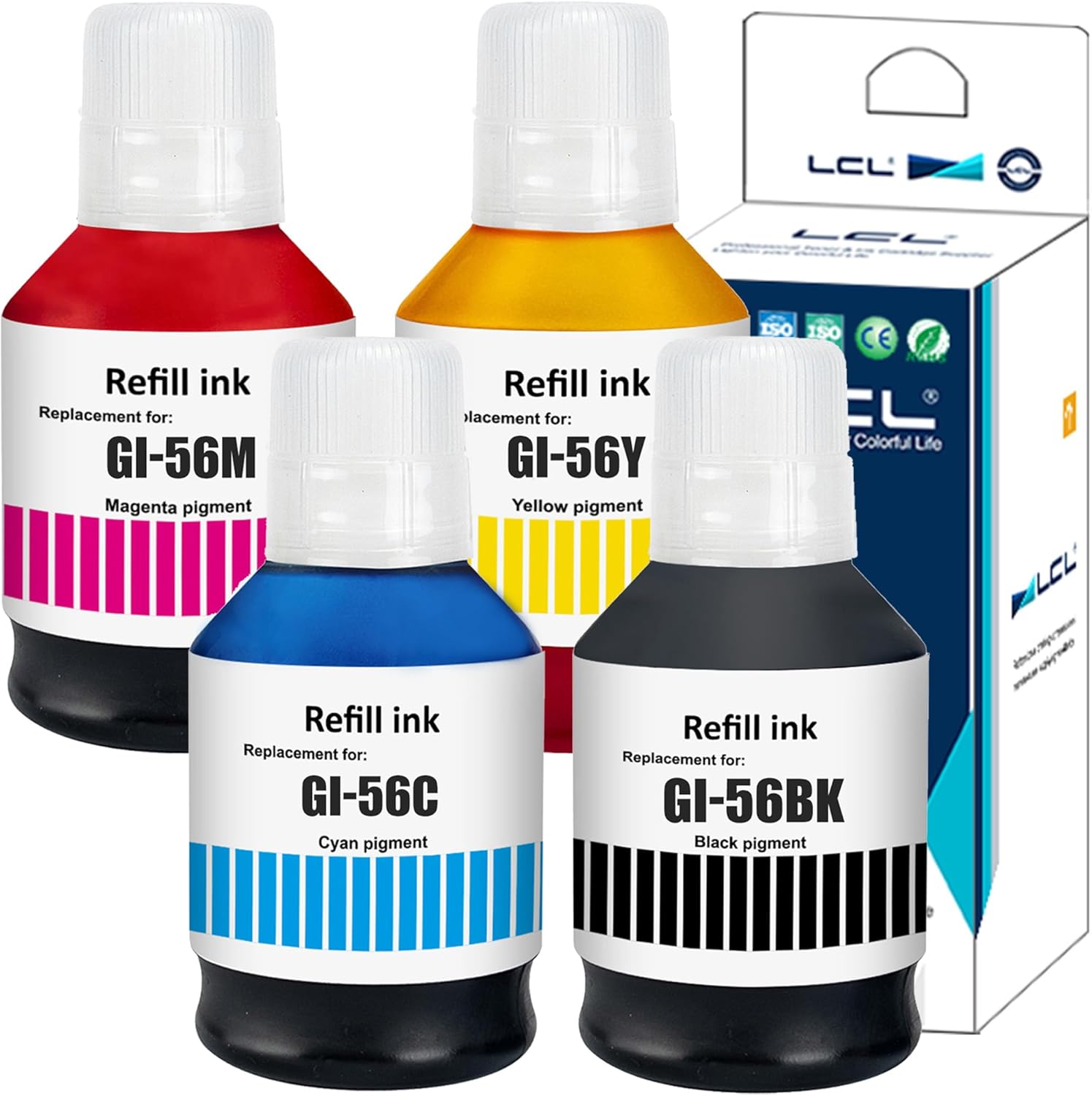 Lot De 5 Bouteilles D'encre Compatibles Canon GI-56 - Pour MAXIFY GX7050 GX6050 Etc. - Haut Rendement