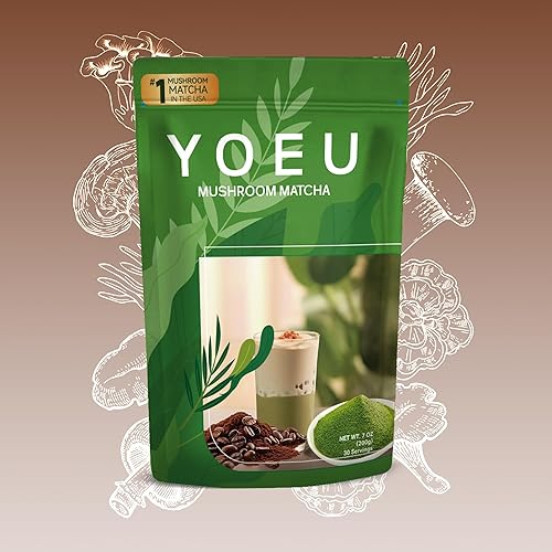 Miniatura 7 de 6.35 oz, polvo orgánico de hongos matcha, matcha japonés y 12 ingredientes naturales, café instantáneo, polvo con leche, alternativa al café