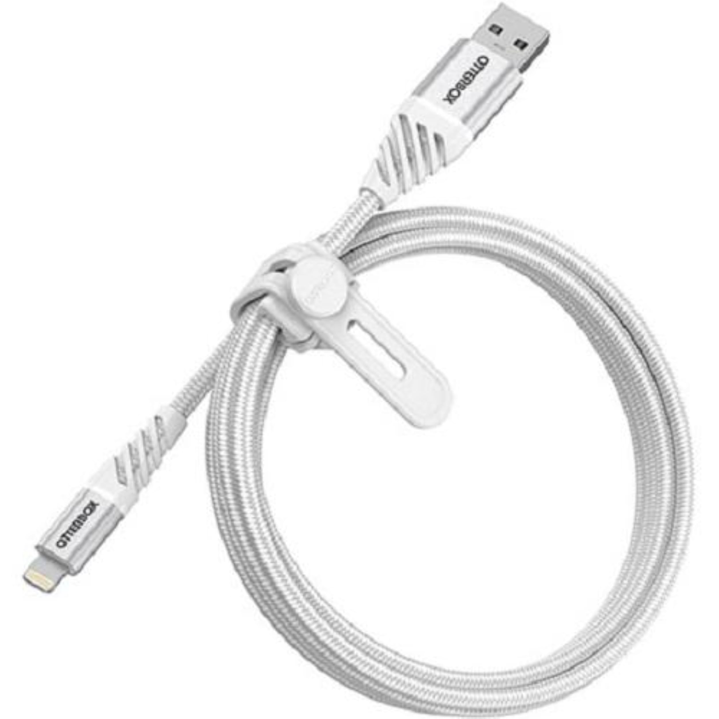 OtterBox verstärktes, umflochtendes Premium USB-A auf Lightning Kabel, Mfi Zertifiziert, Ladekabel für iPhone und iPad, Ultra-Robust und getestet auf Biegsamkeit und Flexibilität, 1M, Weiß