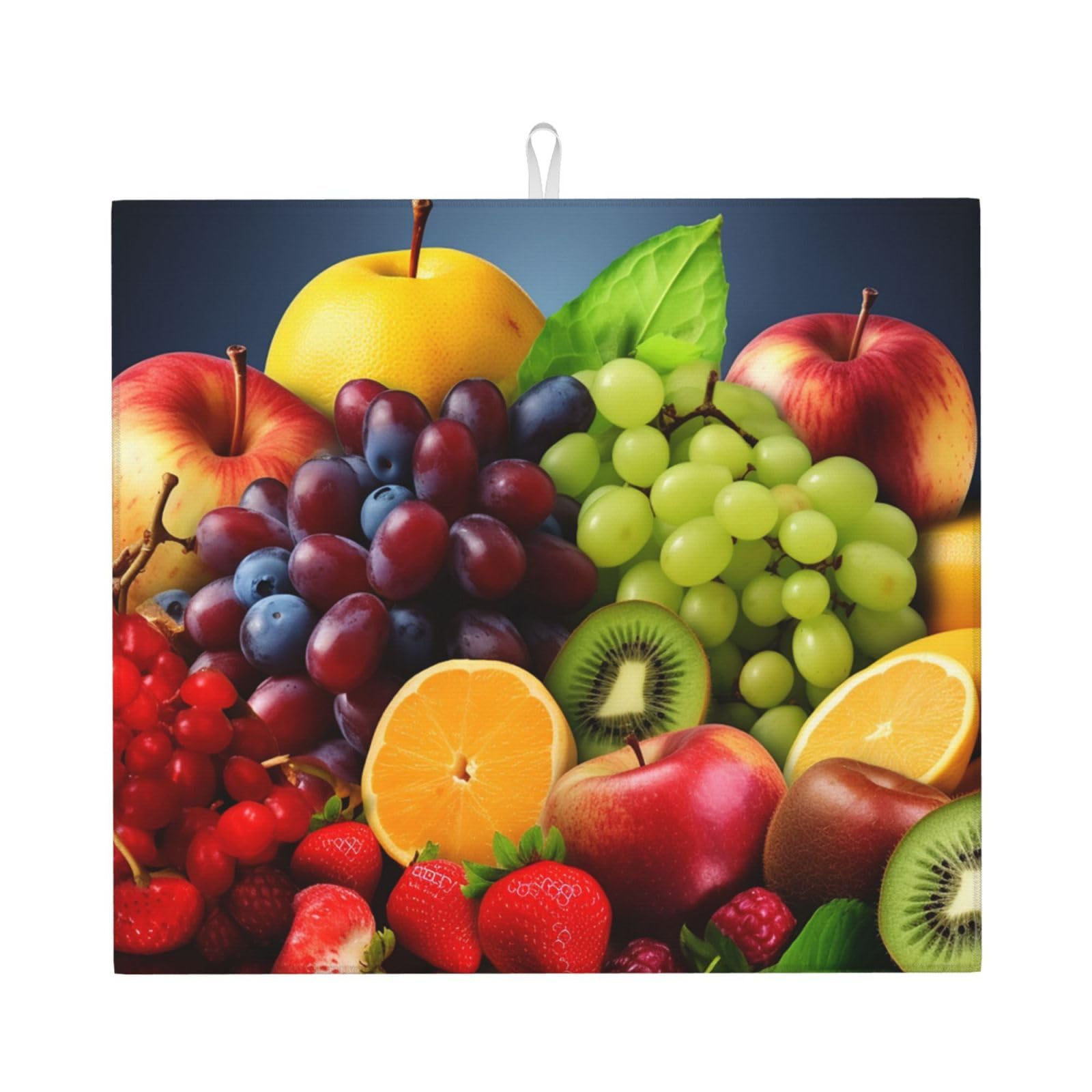 Fruits Dish Drying Mat for Kitchen Counter 18x16 Inch Microfiber Dish Drying Pad Absorbent Dishes Drainer Mats for Kitchen Countertops Sinks Draining Racks