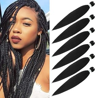 Pre Stretched Braiding Hair 26 Inch 6 Packs Braids Hair Extensions Soft Yaki Texture Synthetic EZ Braid Hot Water Setting ...