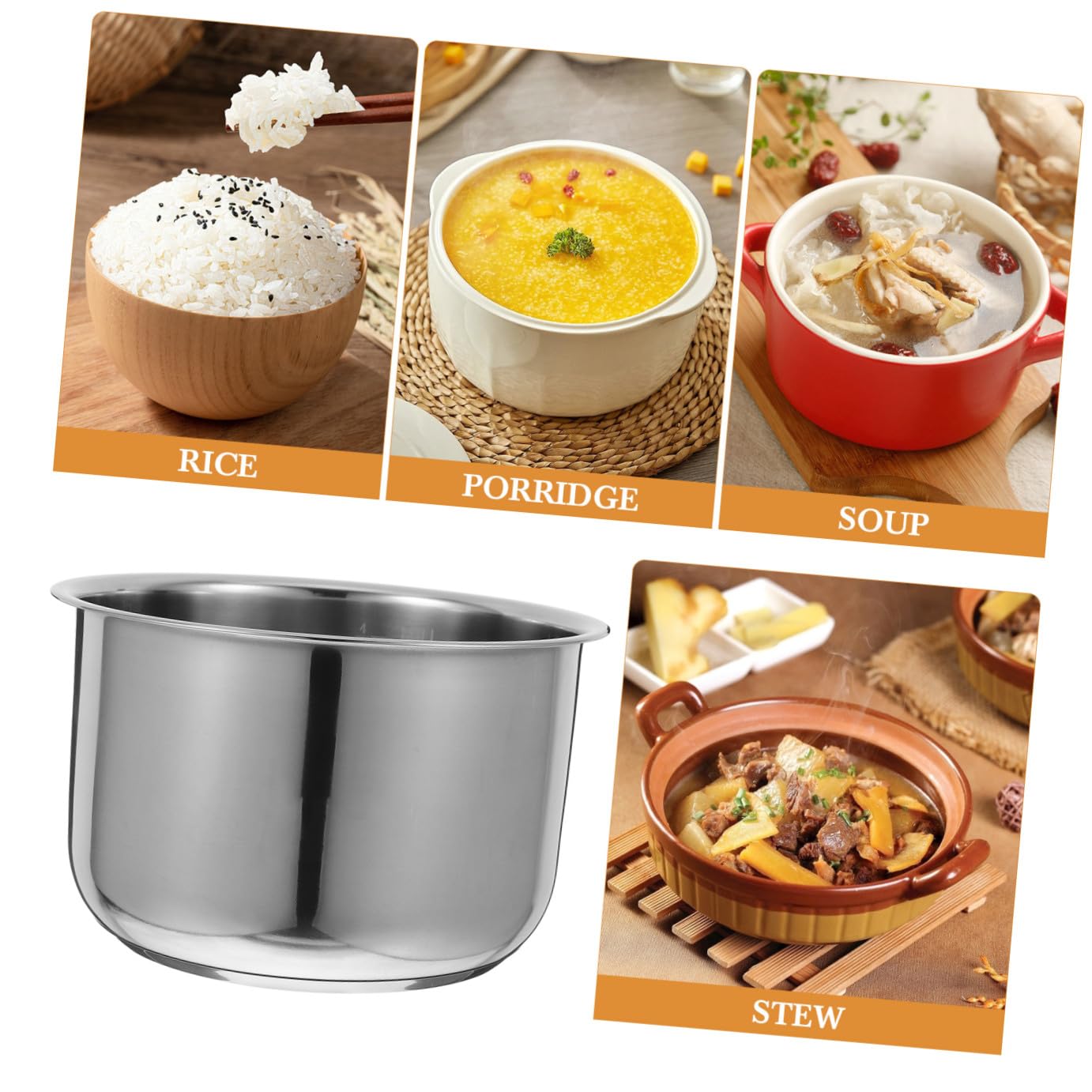 Olla Interior de Acero Inoxidable 3l Diseño Multipropósito y Escala para Olla de Repuesto en Cocina Hogar y Accesorios para Cocedora de Arroz